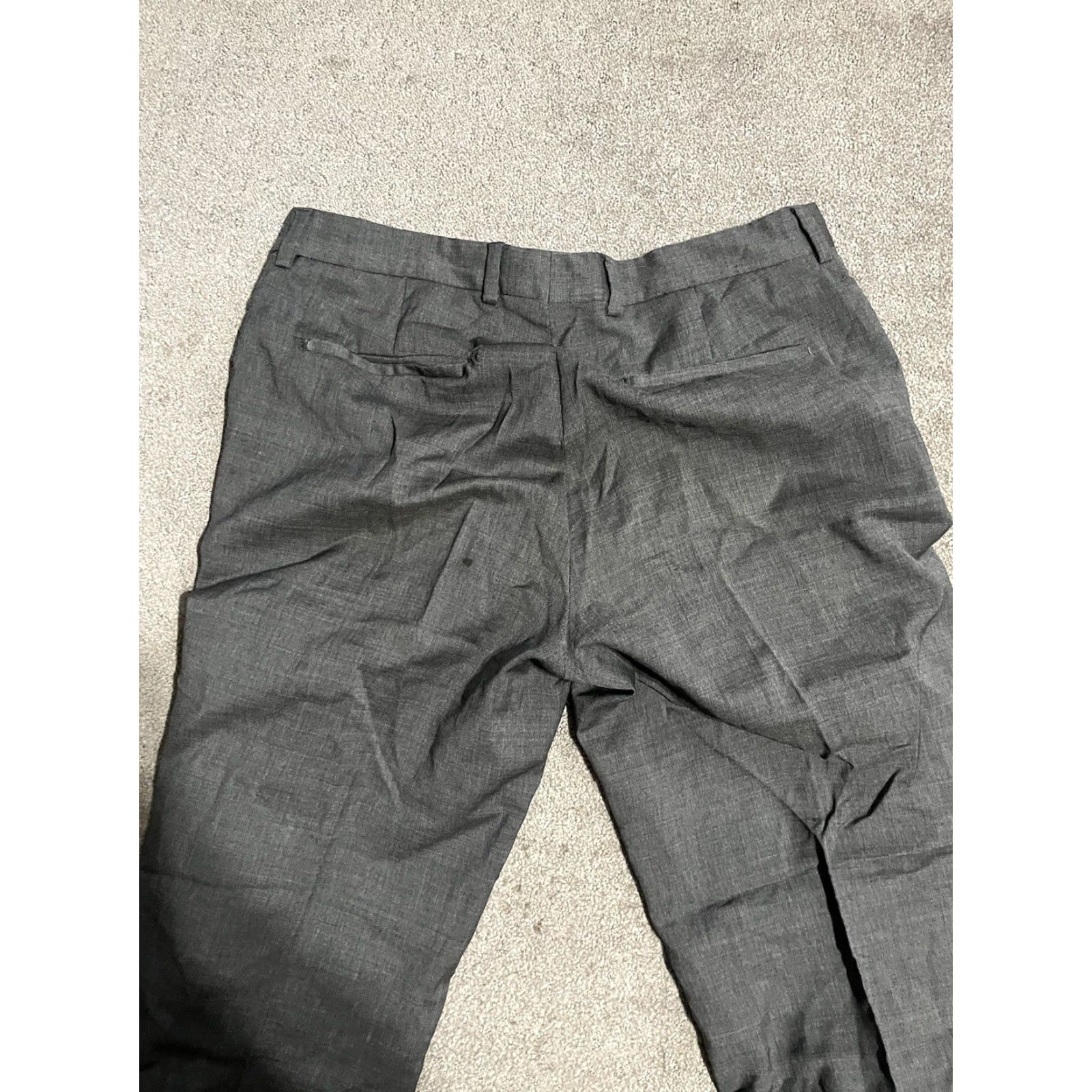 Express Express Design Studio Men's Gray Virgin Wool Dress Pants Solid Flat Front 34x32 Size US 34 / EU 50 - 4 Thumbnail