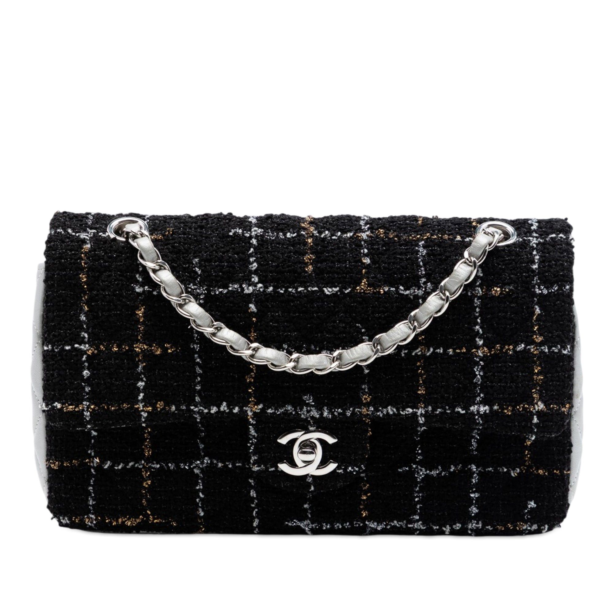 Chanel Medium Classic Quilted Tweed and Metallic Lambskin Double Flap Size ONE SIZE - 1 Thumbnail