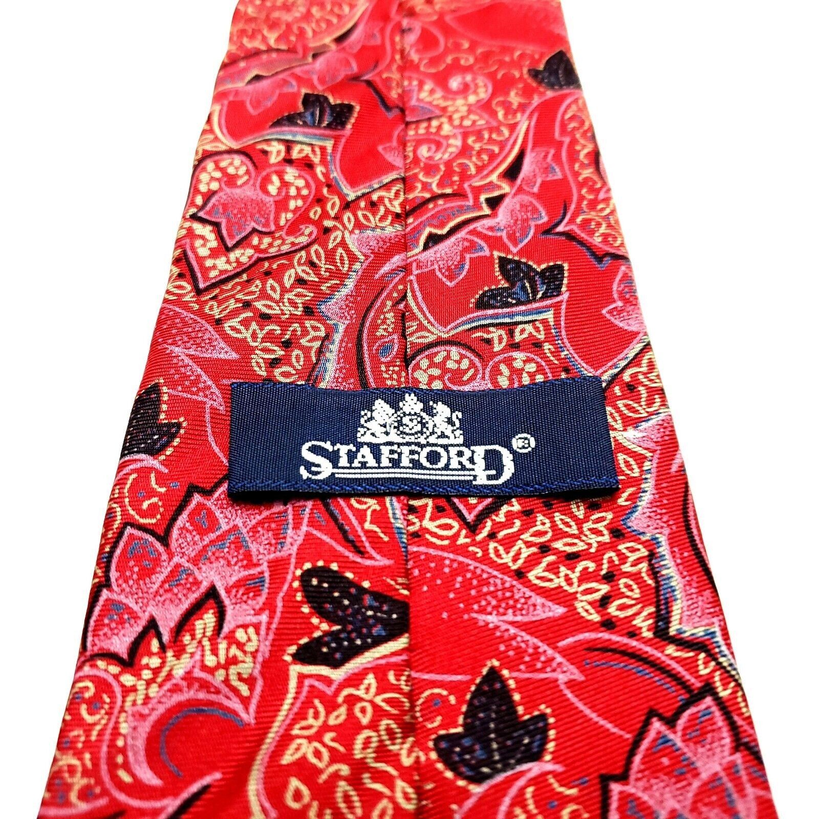 Stafford Stafford Silk Tie Red Paisley Print Size ONE SIZE - 4 Thumbnail