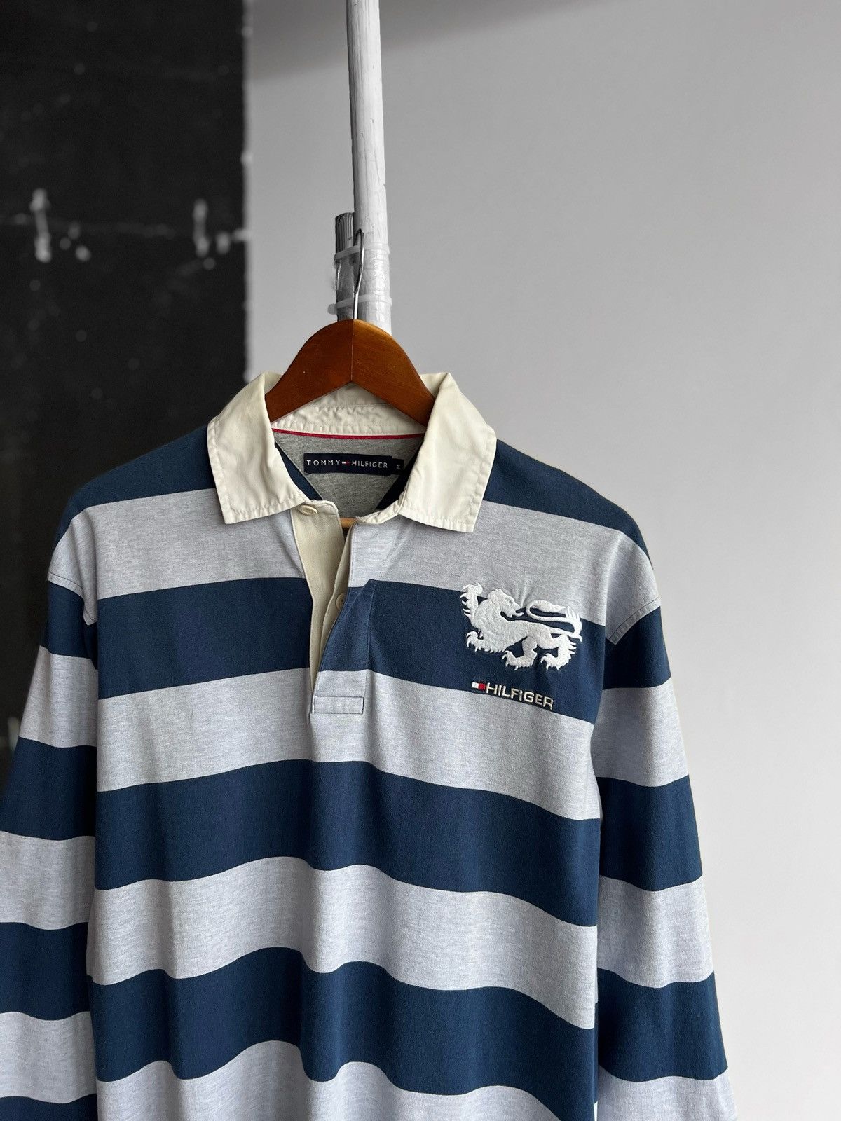 Tommy Hilfiger × Vintage Tommy Hilfiger Vintage Striped Rugby Polo Shirt LS Y2K Size US M / EU 48-50 / 2 - 2 Thumbnail