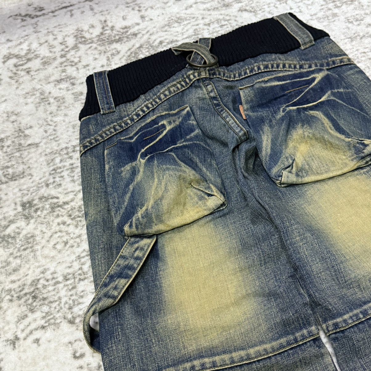 GOA 2000s Japanese Brand Mud Wash Distressed Hybrid Denim Pants Size 29" - 10 Thumbnail