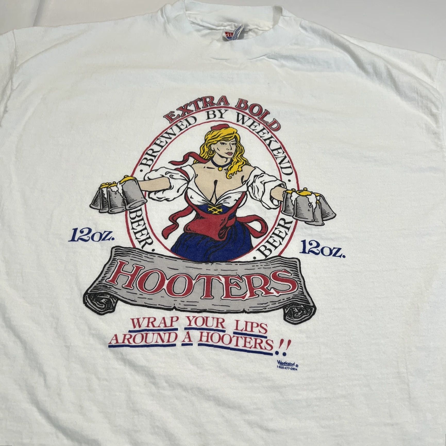 Hanes VINTAGE Hanes Hooters Graphic Tee XL White 1990s Short Sleeve Unisex Mens Size US XL / EU 56 / 4 - 3 Thumbnail