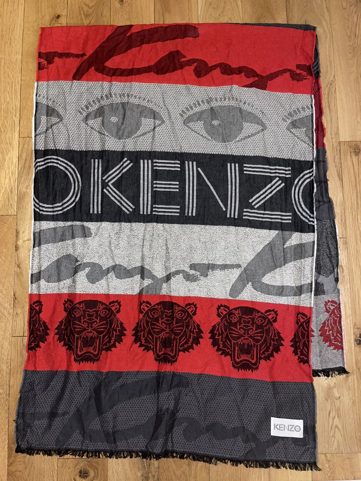 image of Kenzo Tiger Logo Scarf in Red, Women's
