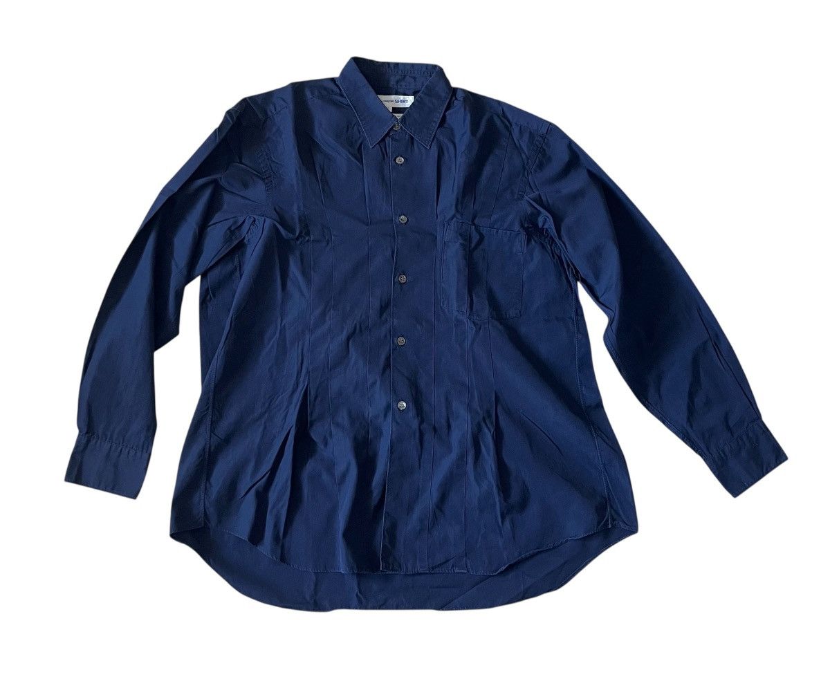 Comme des Garcons Vintage CDG SHIRT pleated navy button up shirt Size US S / EU 44-46 / 1 - 1 Thumbnail