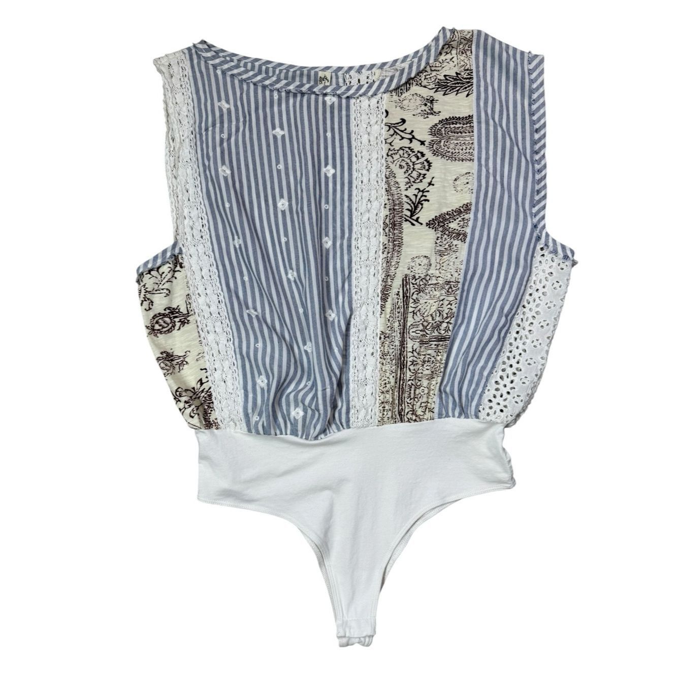 Free People Free People Patchwork Sleeveless Bodysuit Size S Size S / US 4 / IT 40 - 2 Thumbnail