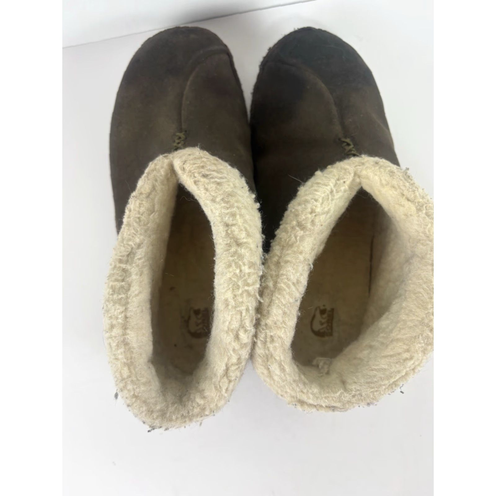 SOREL Sorel Valle Bleue Suede Faux Fur Slip-On Ankle Booties Womens Size 7 Green/Olive Rubber Sole Round Toe Winter Casual Workwear Size US 7 / IT 37 - 6 Thumbnail