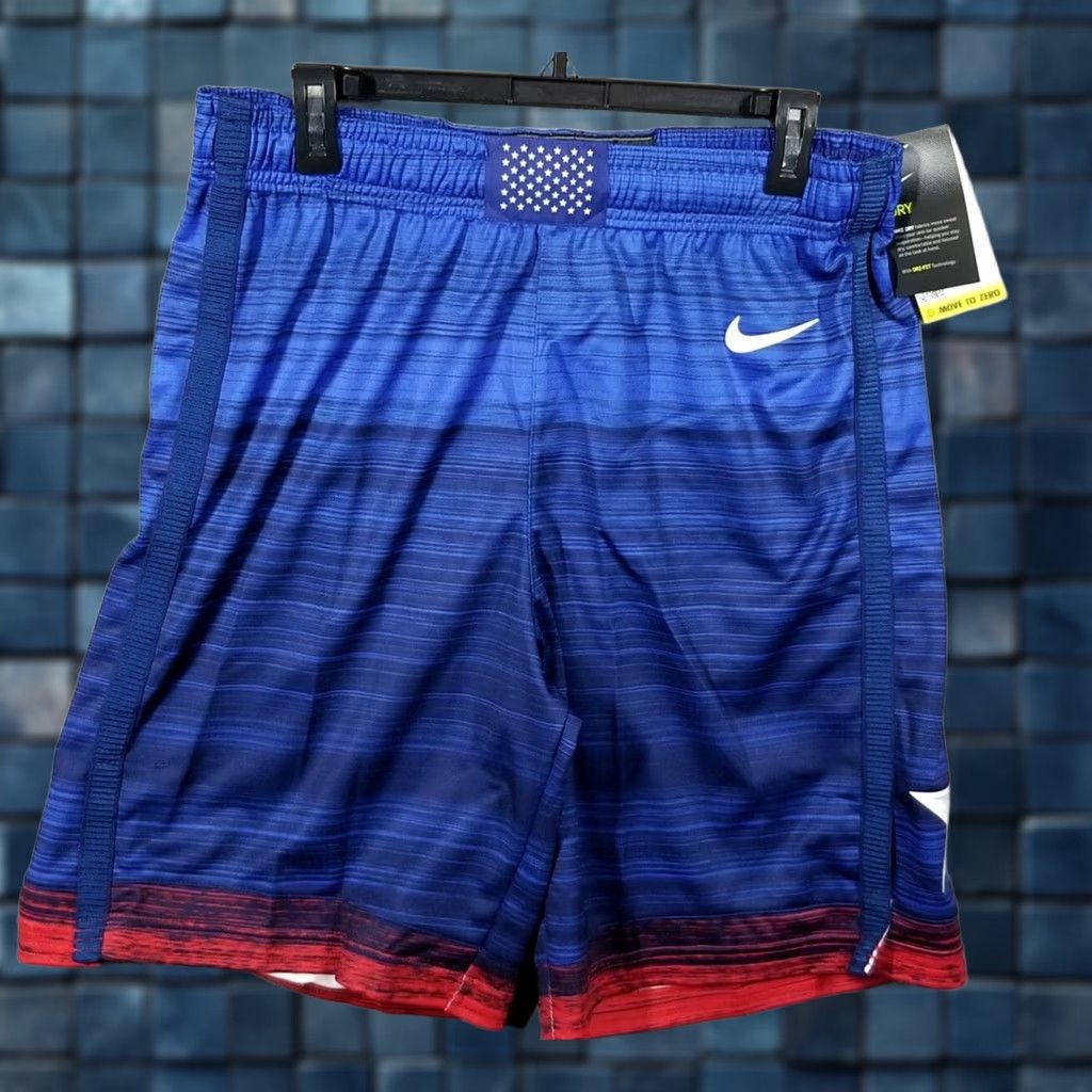 Nike Nike USA Shorts Basketball 38 Adult Large Blue Athletic USA Pattern Striped, 9in Inseam, Drawstring, Regular Size Type Mens Size US 38 / EU 54 - 1 Thumbnail