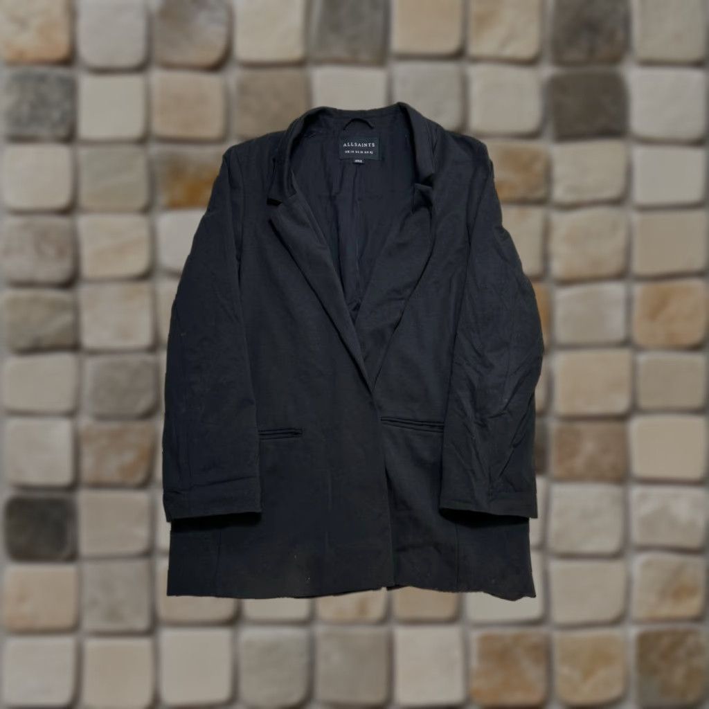 Allsaints All Saints Jacket Womens 10 Black Open Front Lightweight Overcoat Size L / US 10 / IT 46 - 1 Thumbnail