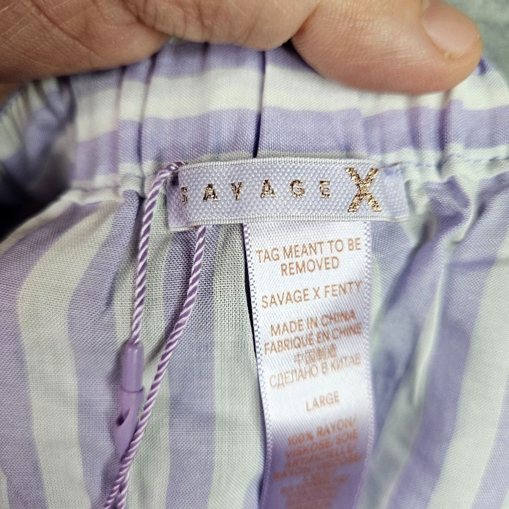 Vintage Savage X Fenty Women Striped Pajama Sleep Shorts L Purple Targeted Drawstring Lounge Shorts Nightwear Size 36" / US 14 / IT 50 - 7 Thumbnail