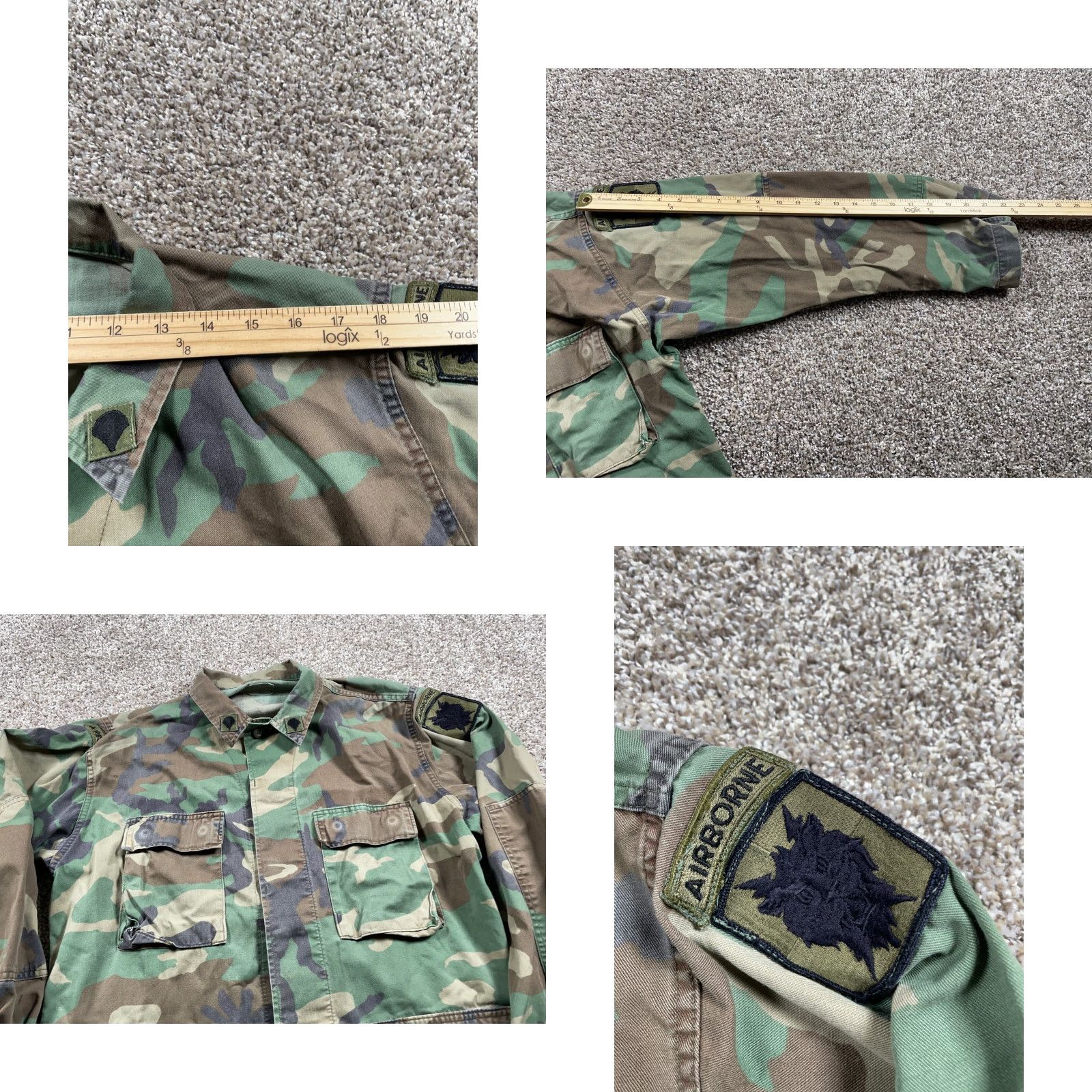Vintage VINTAGE US Army Camouflage Shirt Jacket Men M Green 90s/Grunge Airborne Patch Short Sleeve Button Front Size US M / EU 48-50 / 2 - 8 Thumbnail