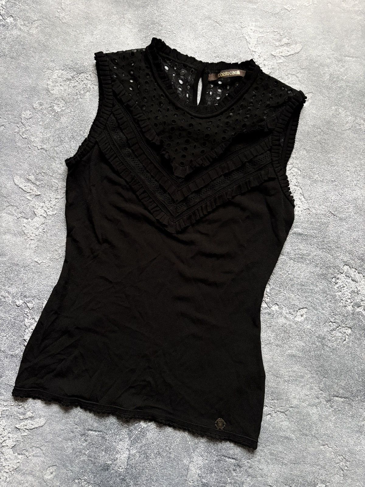 Roberto Cavalli Vintage Roberto Cavalli Luxury Embroidered Mesh Tank Top Size M / US 6-8 / IT 42-44 - 4 Thumbnail