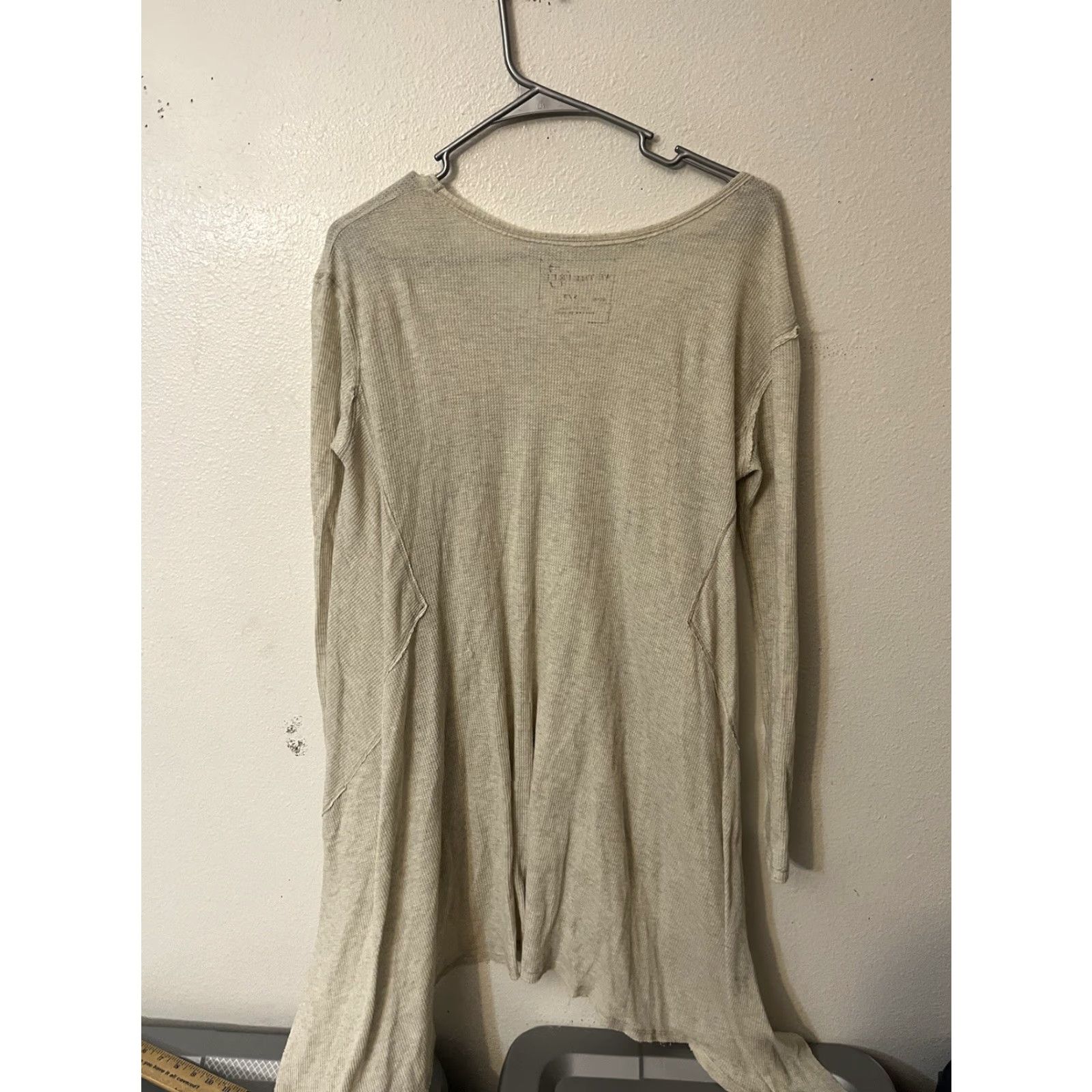 Free People We The Free Top Small Beige Coralline Thermal Waffle Knit Oversized Boho Beach Size S / US 4 / IT 40 - 2 Thumbnail
