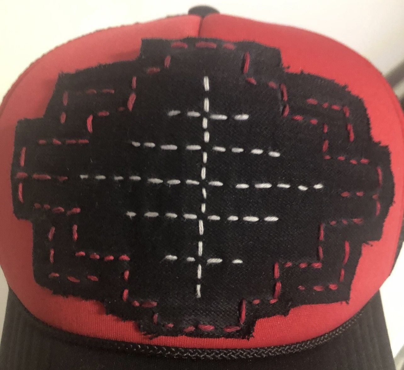 Other Black and Red Sashiko Trucker Hat Hand Stitched Rare 1/1 Size ONE SIZE - 8 Thumbnail