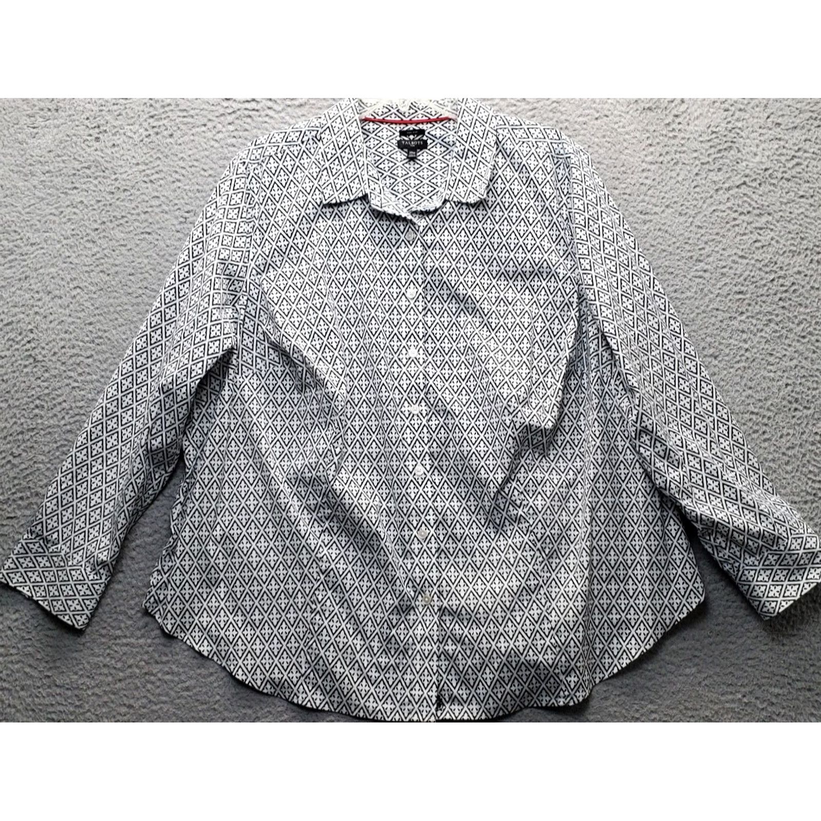 Talbots Talbots Shirt Womens 20W Multicolor Geometric Non-Iron Long Sleeve Collared Button Up Mens? Size 3XL / US 20-22 - 2 Thumbnail