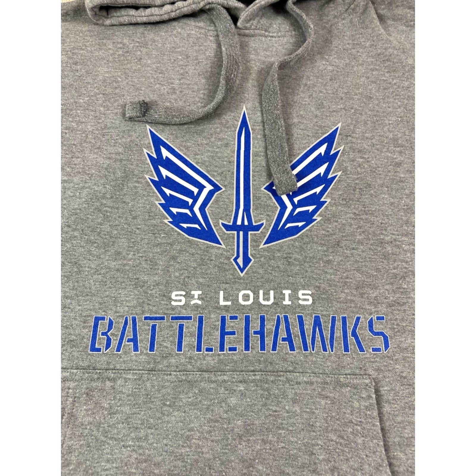 Vintage St. Louis Battlehawks XFL Hoodie Pullover Football Graphic Print Unisex Adults XL Gray Size US XL / EU 56 / 4 - 6 Thumbnail