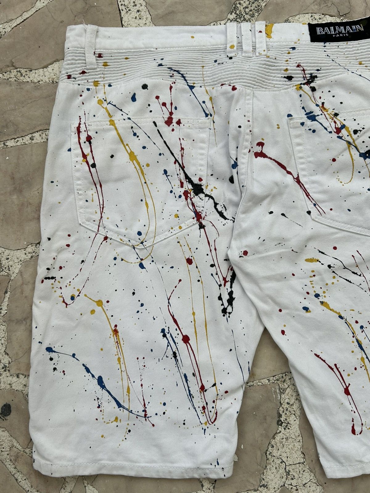 Balmain Balmain Vintage 90s Paint Splatter Shorts Size US 34 / EU 50 - 6 Thumbnail