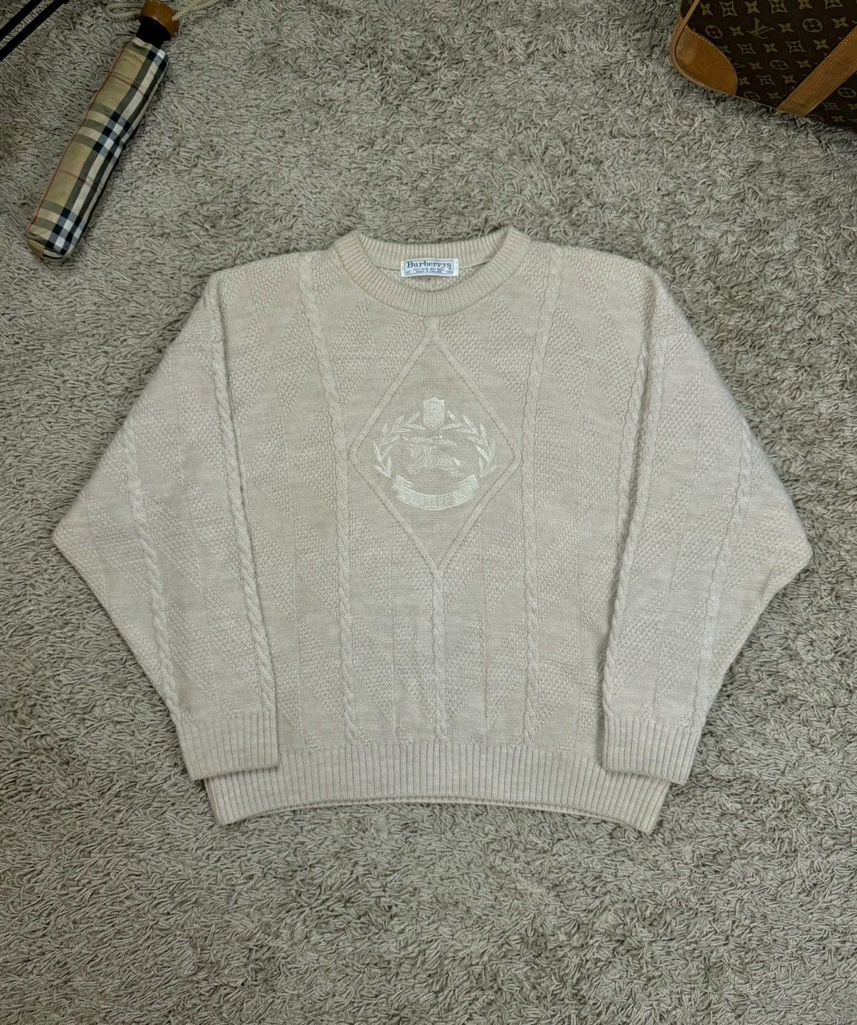 Burberry × Vintage Vintage rare sweater Burberry central logo original item Size US L / EU 52-54 / 3 - 2 Thumbnail