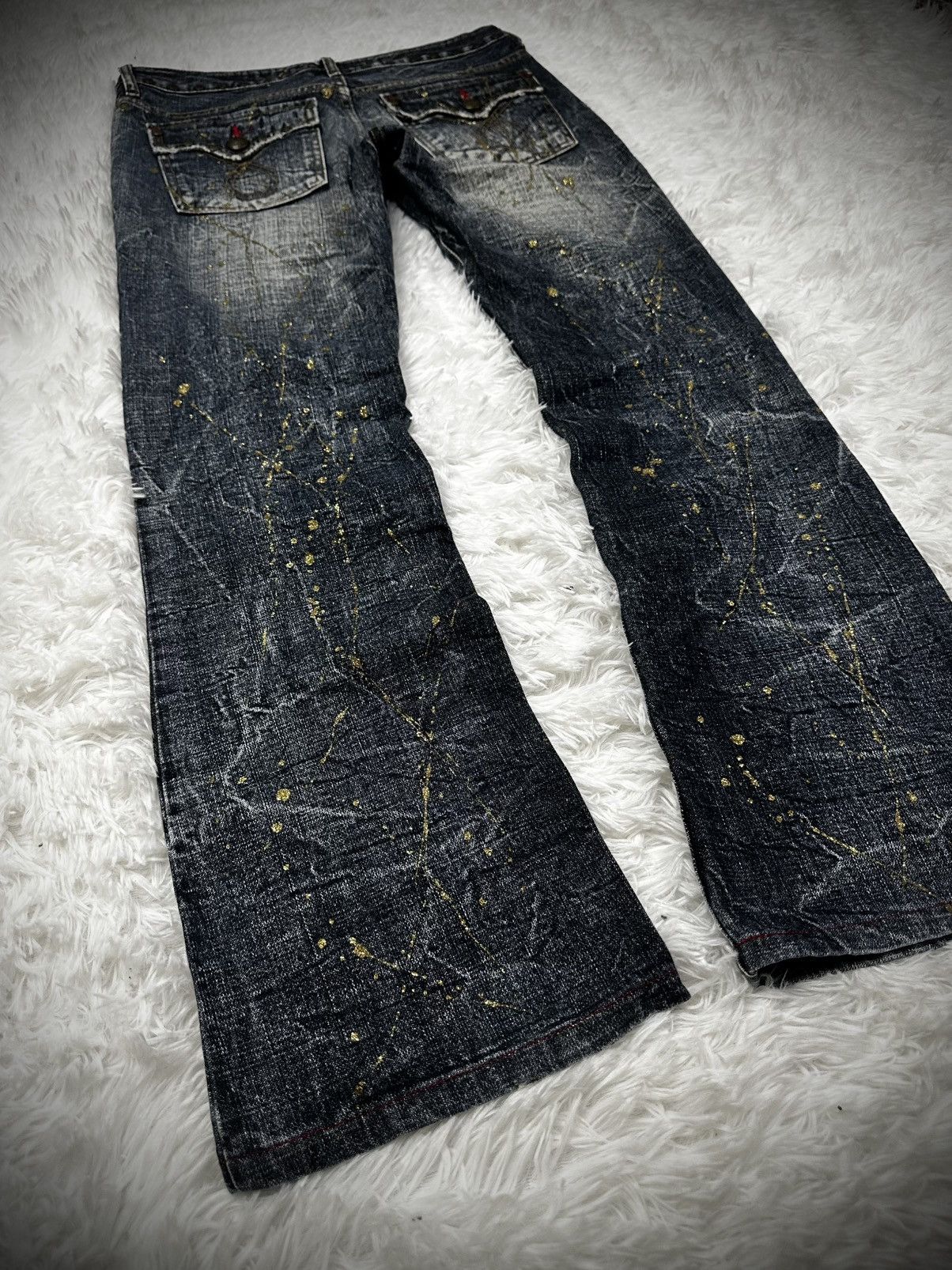 Japanese Brand 💥rare💥 japanese brand lagust ripped splatter flare jeans Size US 30 / EU 46 - 7 Thumbnail