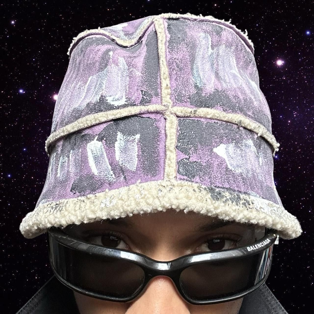 Other ASTROBOI* Lavender Painted Faux Suede Sherpa Bucket Hat Size ONE SIZE - 1 Thumbnail