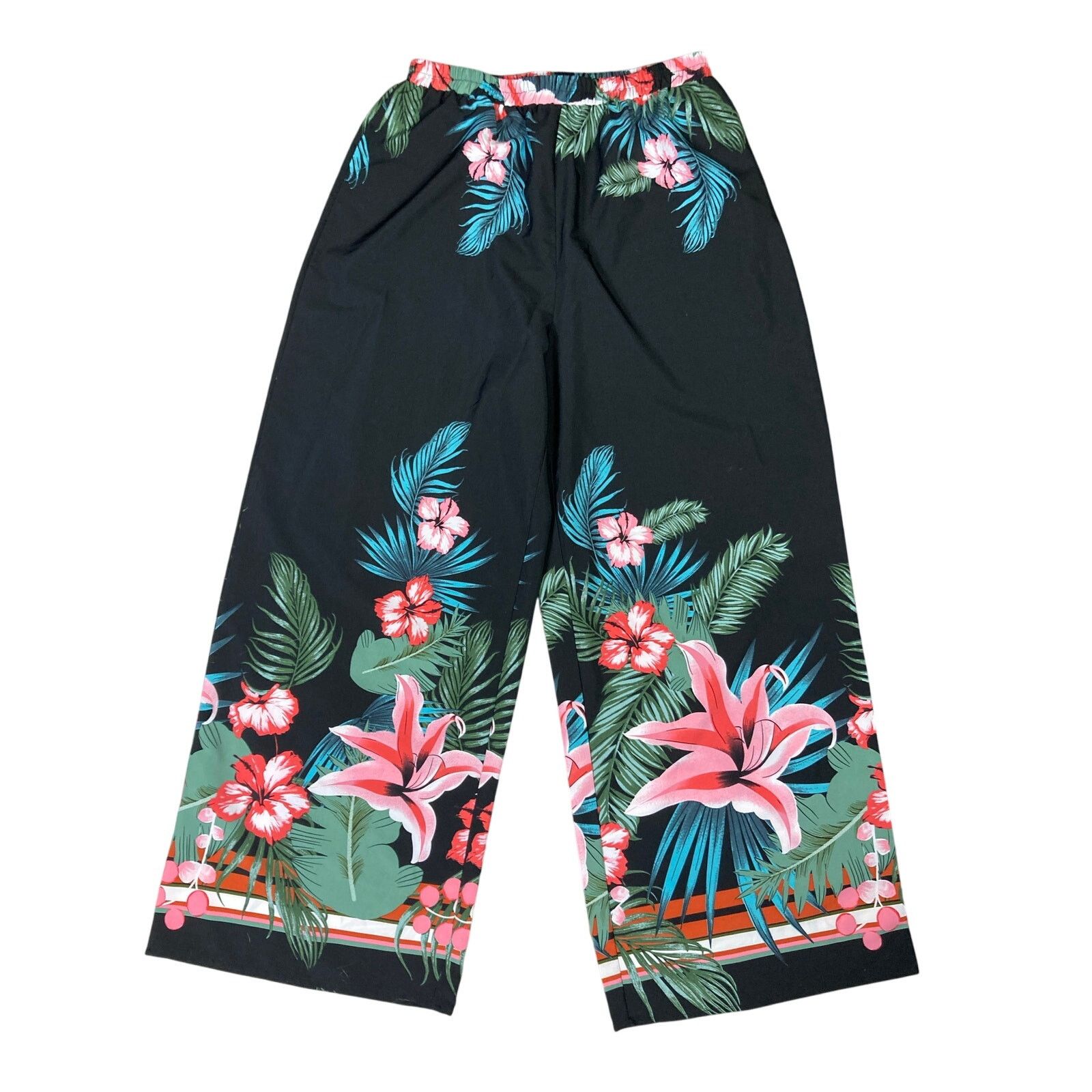 Other Emery Rose Women's Large Wide-Leg Pants Black Tropical Size 28" / US 6 / IT 42 - 1 Thumbnail