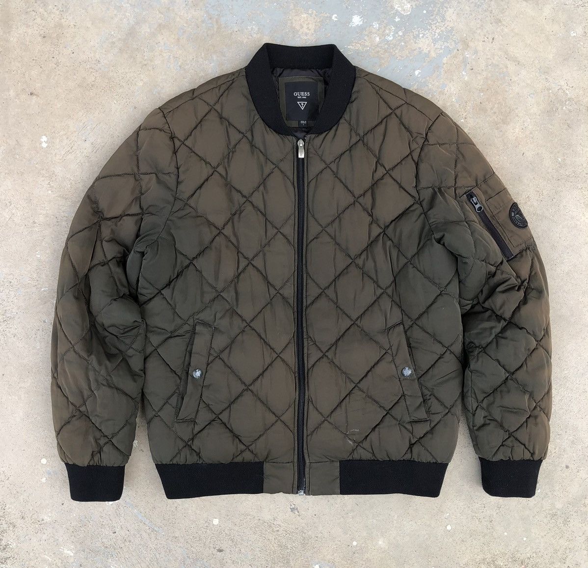 Guess Vintage Guess Est.1981 Sun Faded Quilted Bomber Jacket Size US M / EU 48-50 / 2 - 17 Thumbnail