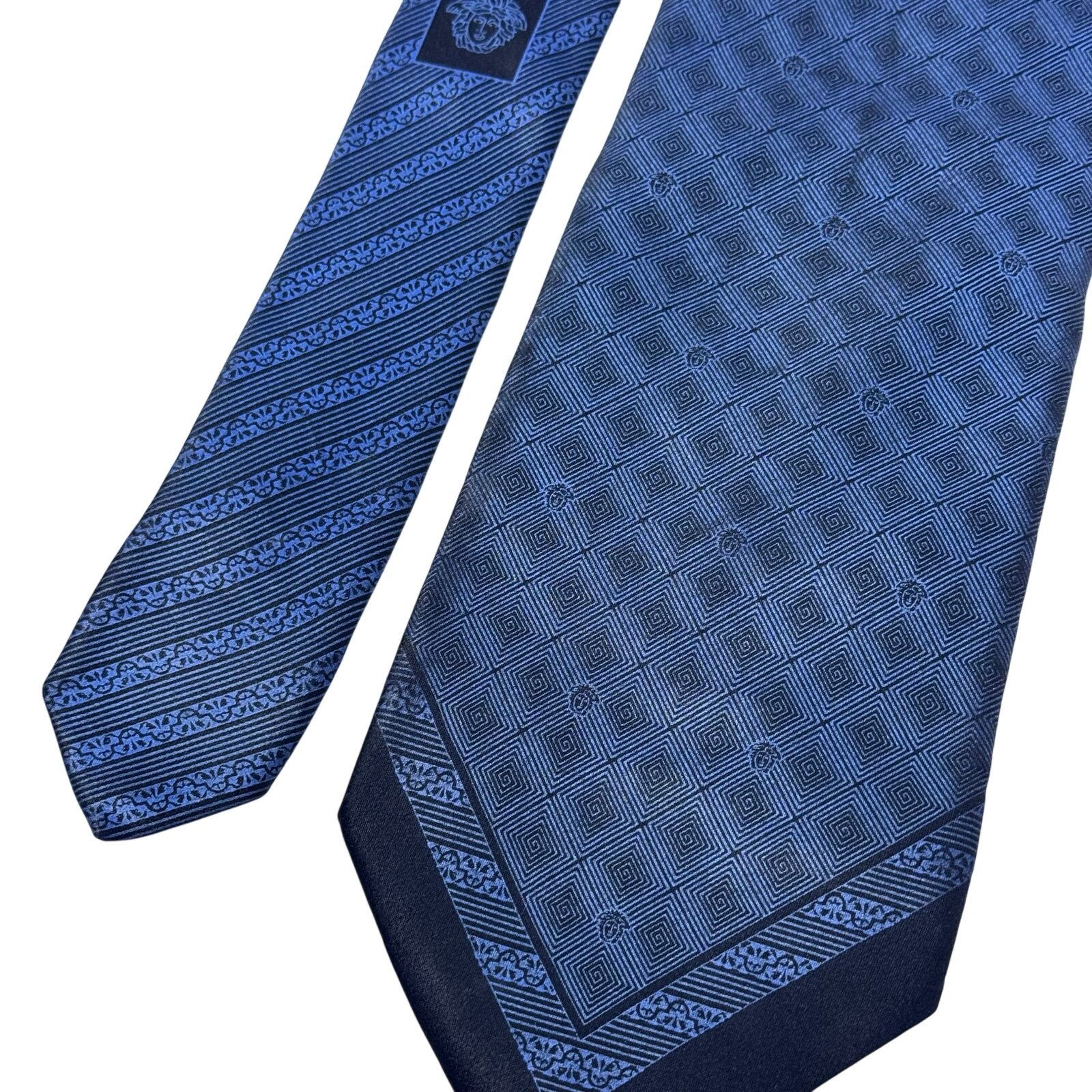 Versace Versace Navy Abstract Pattern Tie Size ONE SIZE - 3 Thumbnail