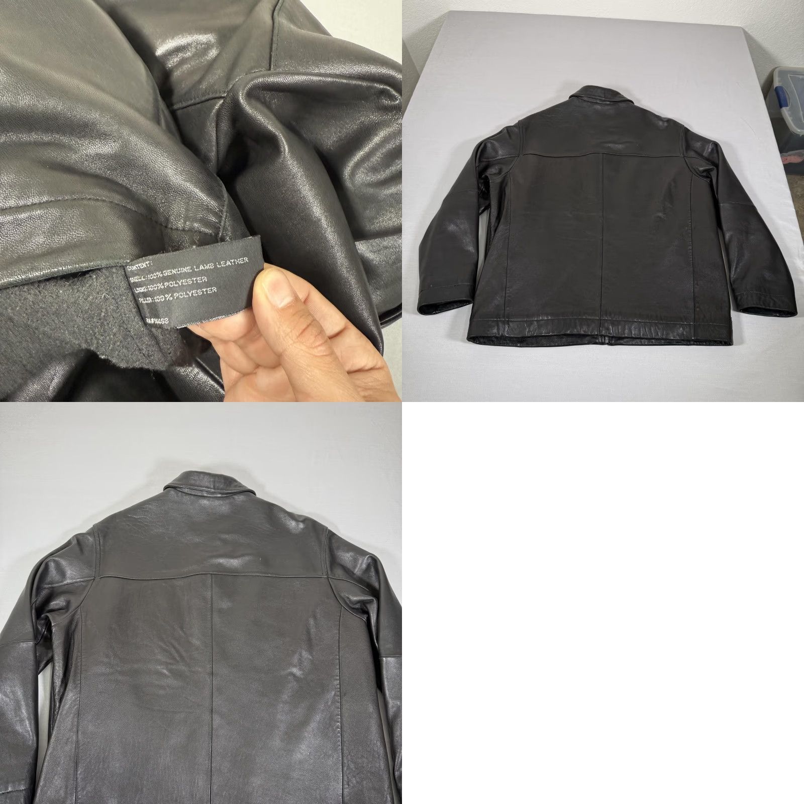 Liz Claiborne VINTAGE Claiborne Jacket Mens XL Black Lambskin Leather Zip Up Lined Pockets Collared Size US XL / EU 56 / 4 - 8 Thumbnail