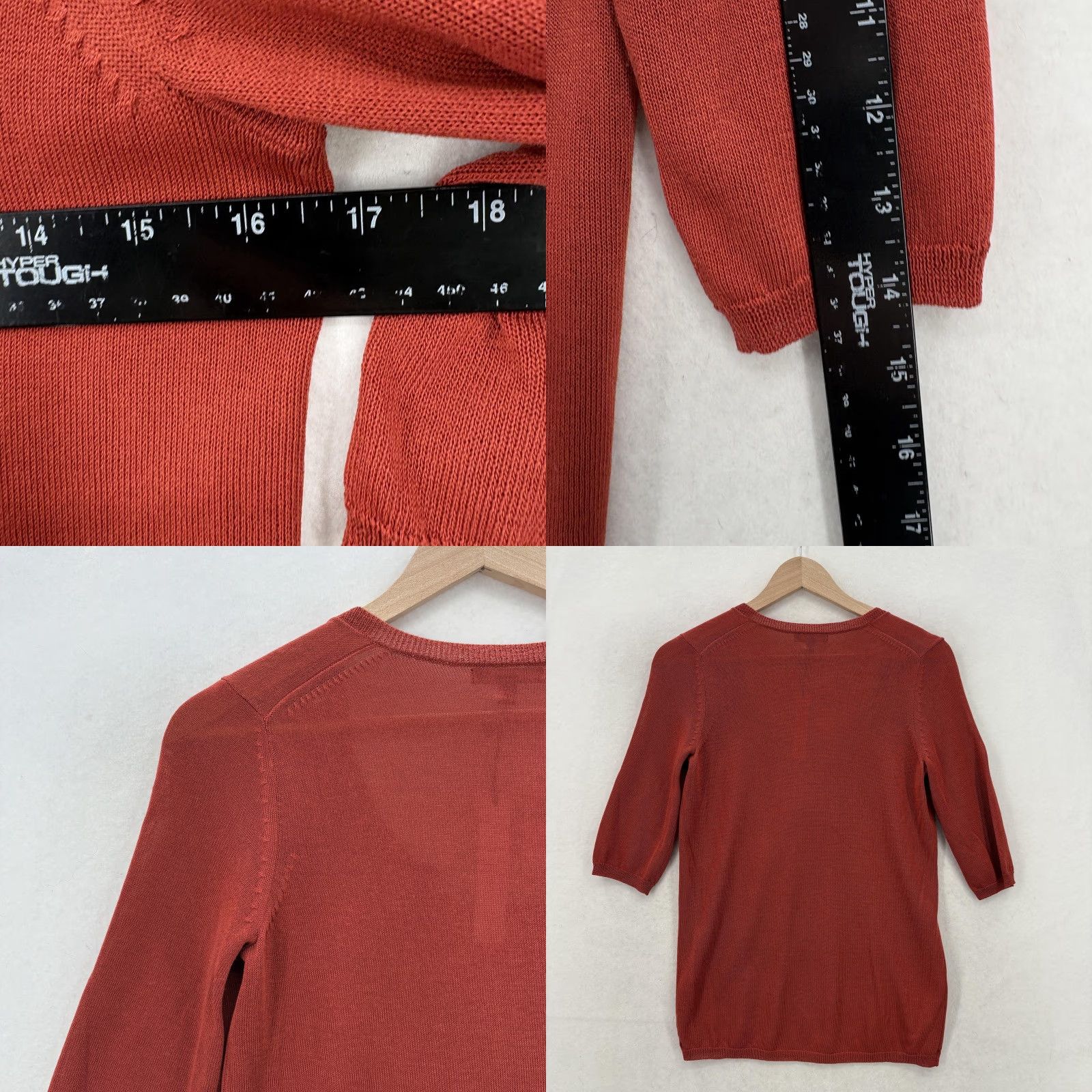Gap Gap Sweater Womens XS Orange Scoop Neck 3/4 Sleeve Ruffle Lightweight Pullover Size XS / US 0-2 / IT 36-38 - 8 Thumbnail