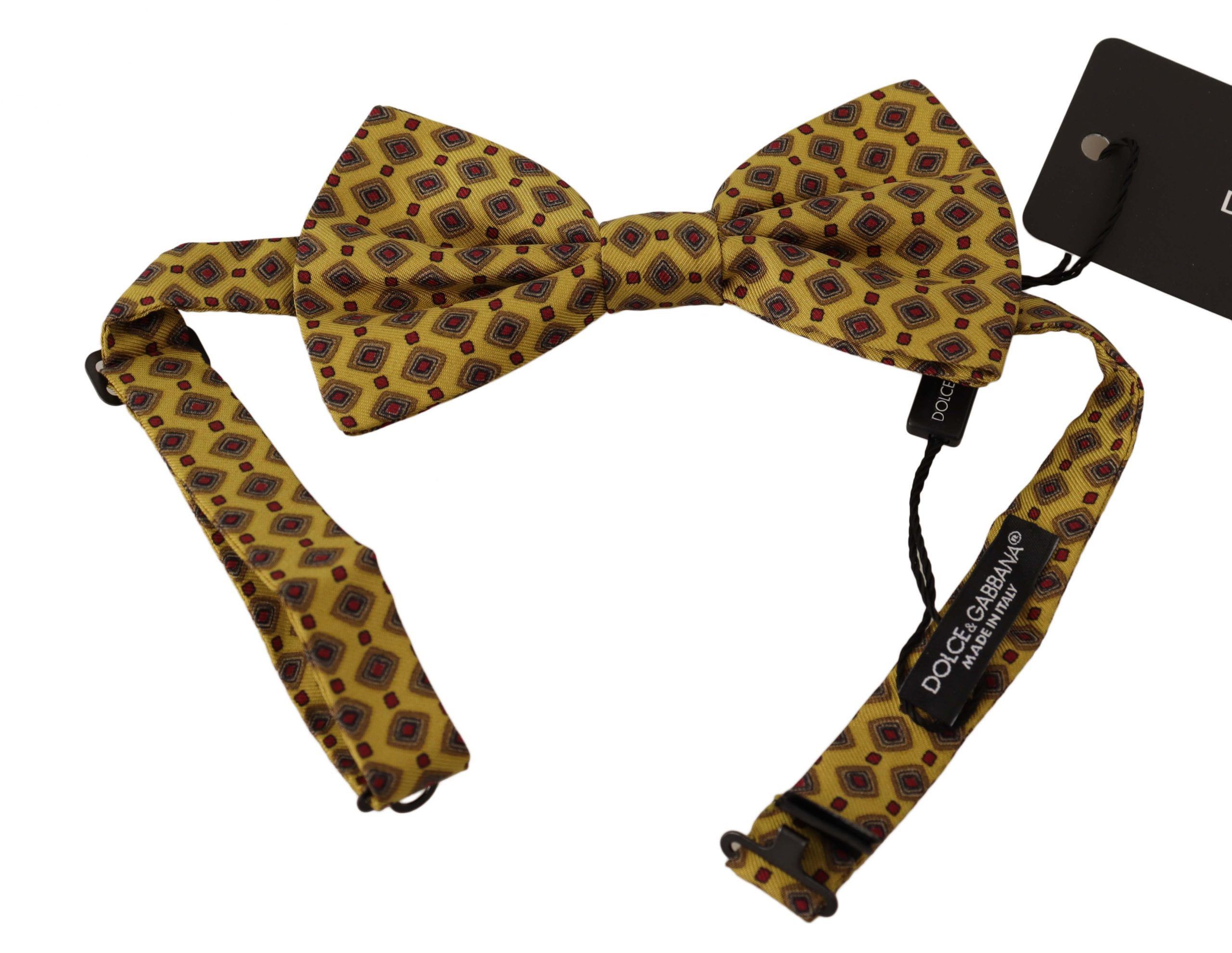 Dolce & Gabbana Elegant Yellow Silk Bow Men's Tie Size ONE SIZE - 1 Preview