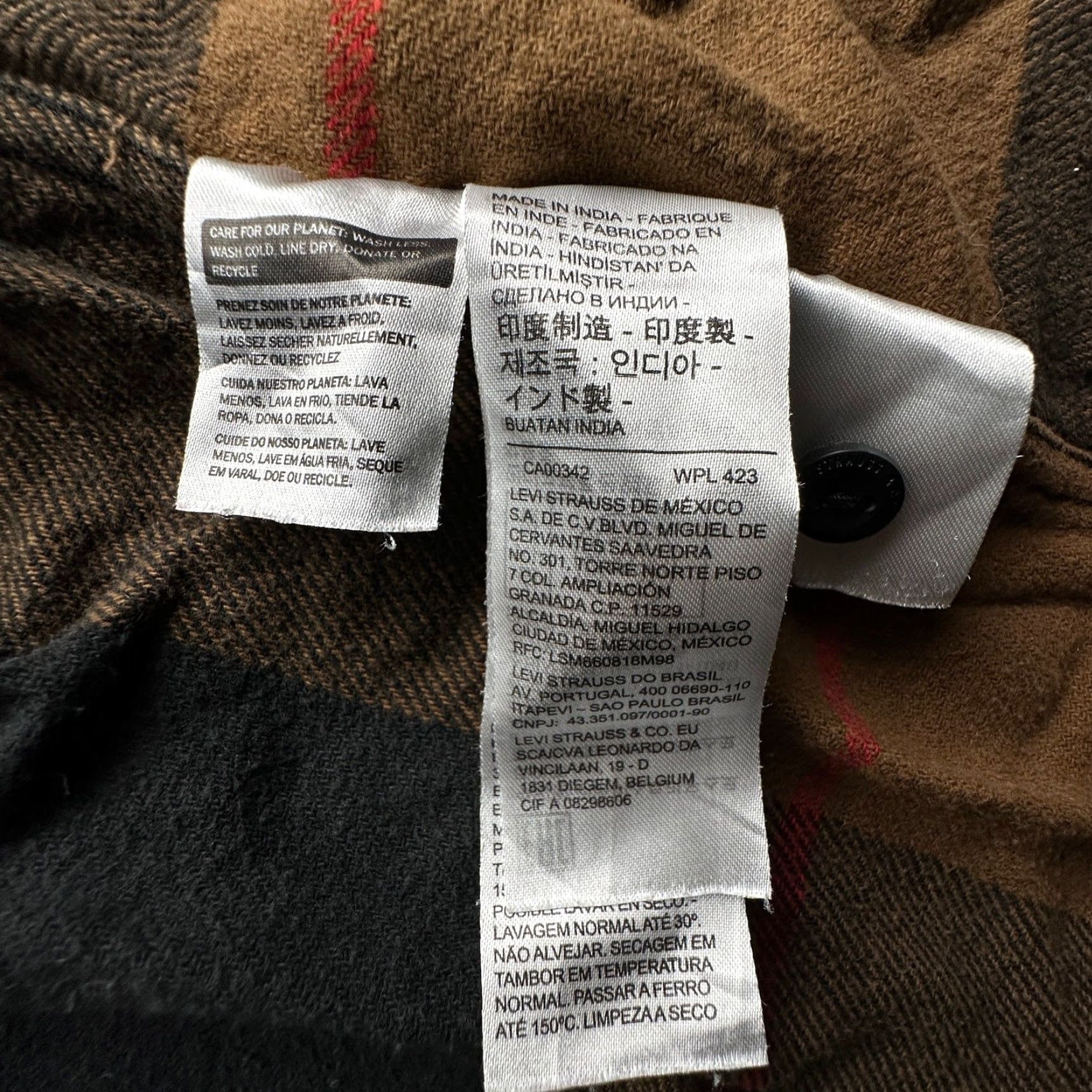 Levi's Levis Classic Worker Overshirt Godlisch Flannel Men XL Long Sleeve Pocket Brown Plaid Size US XL / EU 56 / 4 - 7 Thumbnail