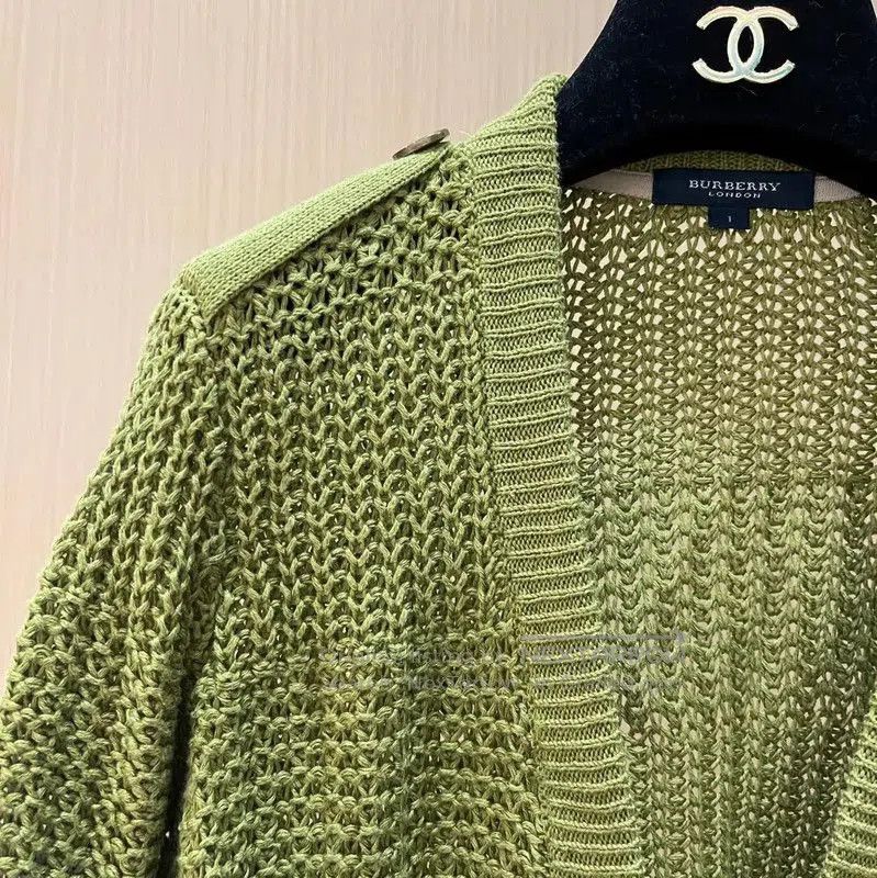 Burberry Burberry Green Cotton Blend Cardigan for Women. Size XXS / US 00 / IT 34 - 4 Thumbnail
