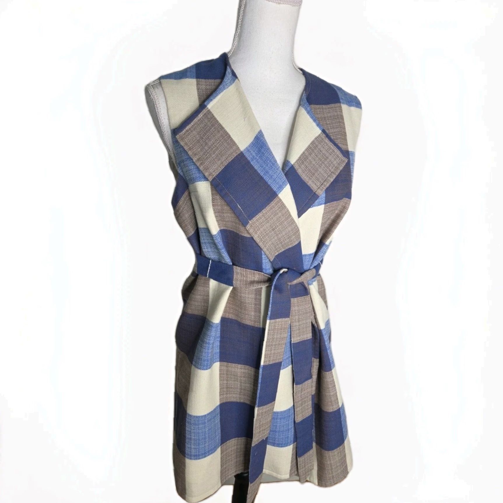 Pendleton Pendleton Blazer Vest Belted Wool Plaid USA Womens S Small Multicolor Jacket Long Mid-Length Sleeveless Buttoned Pattern Size S / US 4 / IT 40 - 2 Thumbnail