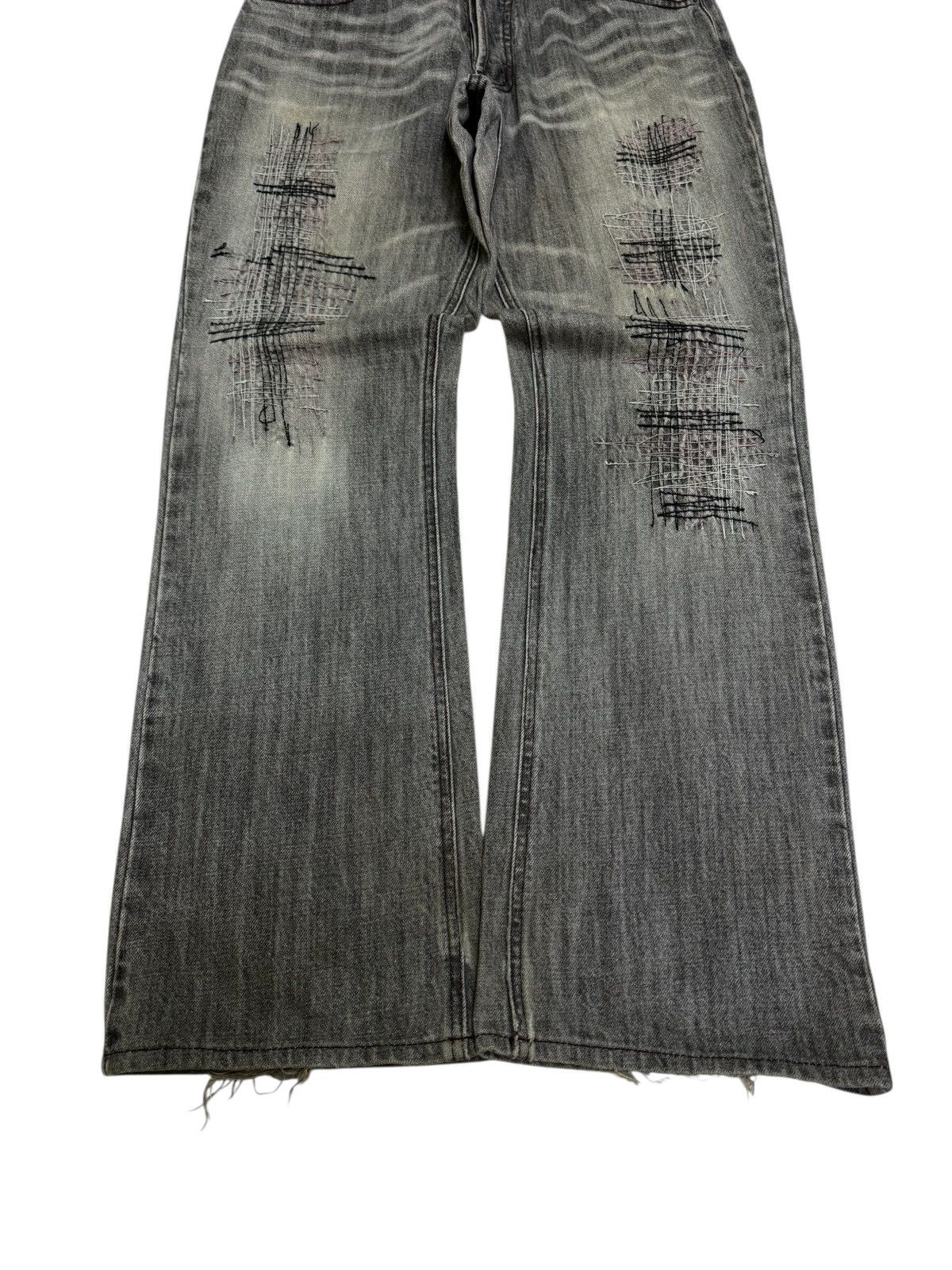 Japanese Brand Flare Mossimo Grey Distressed Pant Y2K Workwear Grunge Style Size US 30 / EU 46 - 6 Thumbnail