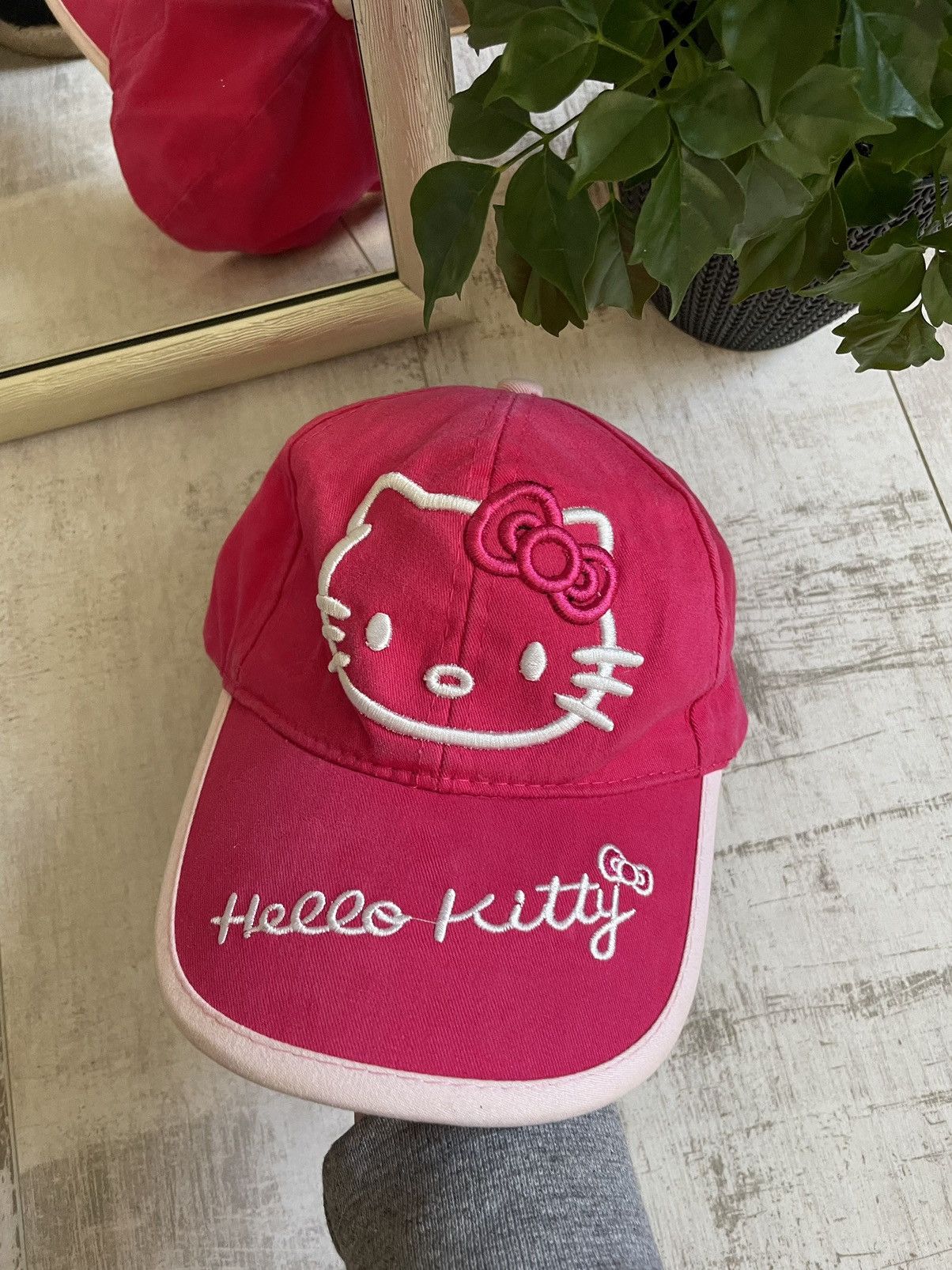 Japanese Brand × Vintage 90’s Hallo Kitty Vintage Hat Cap Y2K Pink Avant Garde Size ONE SIZE - 3 Thumbnail