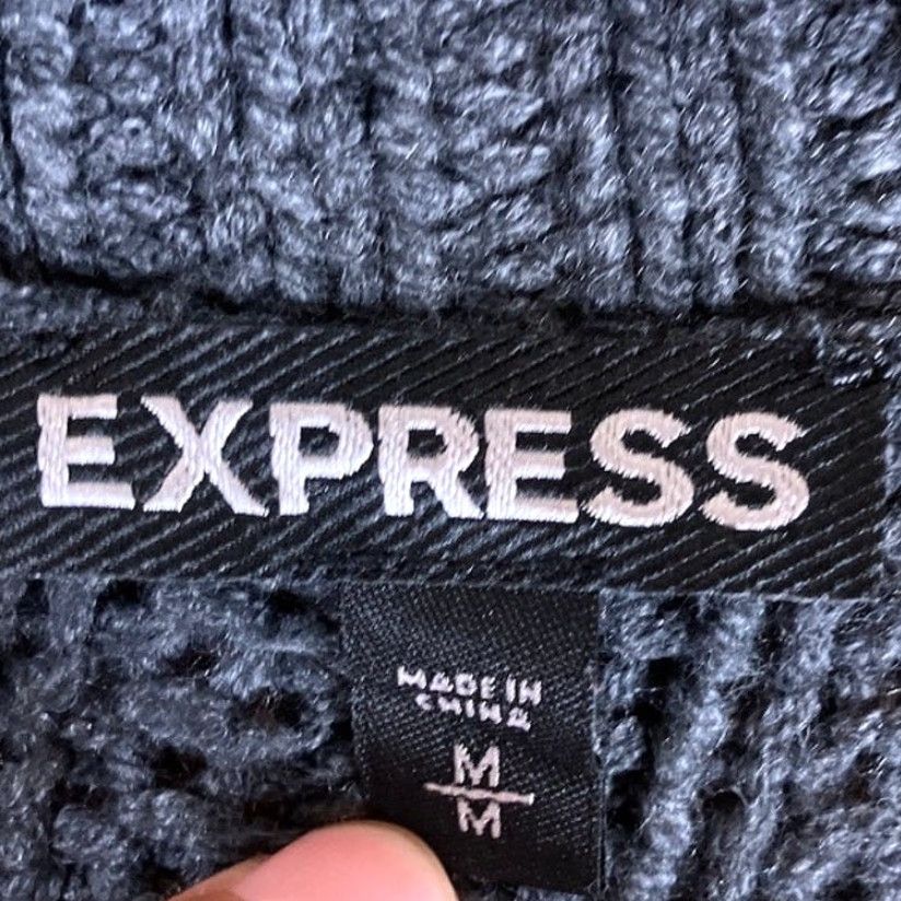 Express Express Womens Cardigan Sweater Black Open Front Long Sleeve Medium Wrap Long Cardigan Belted Knit Casual Workwear - Womens Size M / US 6-8 / IT 42-44 - 6 Thumbnail