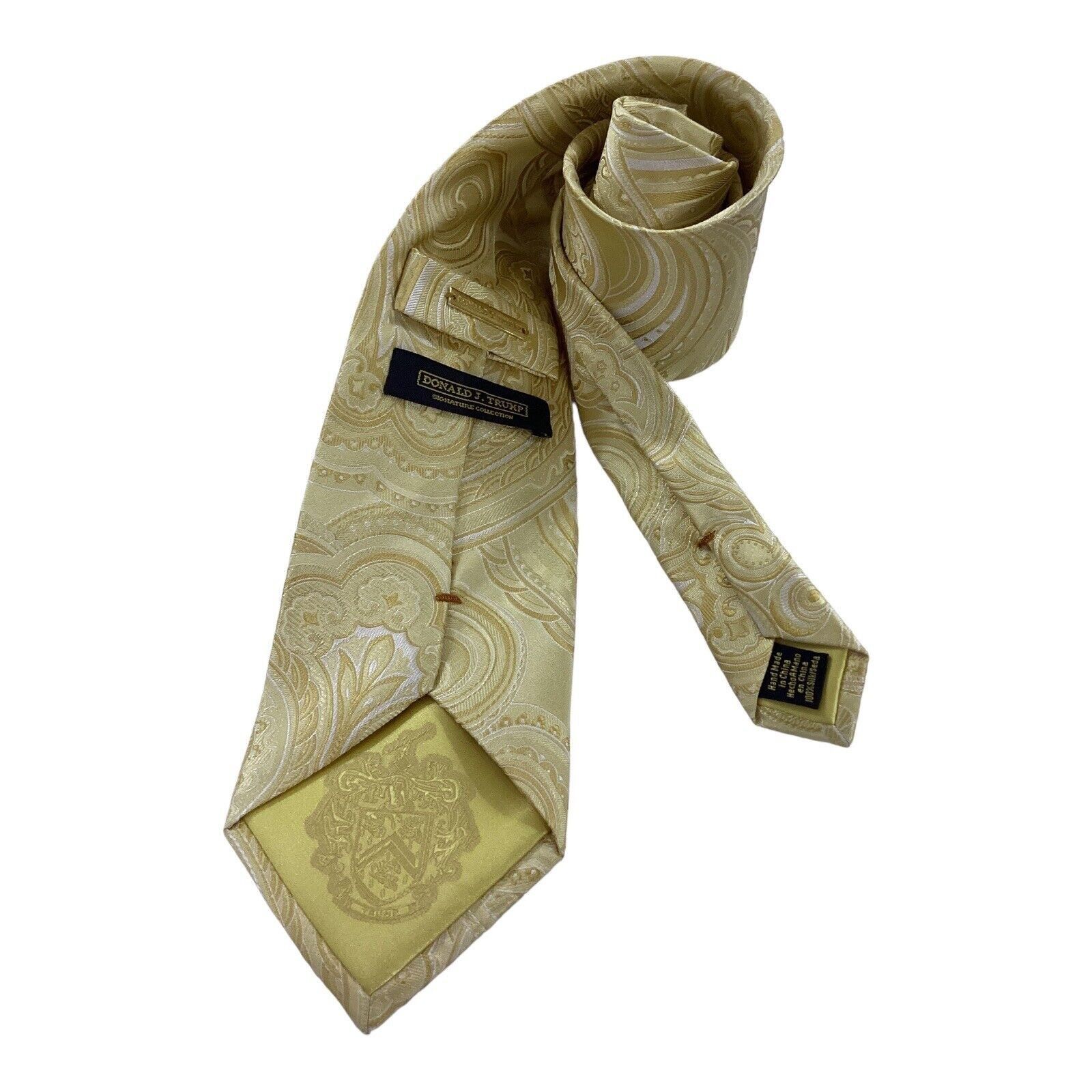 Donald Trump DONALD J. TRUMP Gold Paisley Luxury Silk Tie In Made Italy Size ONE SIZE - 2 Thumbnail
