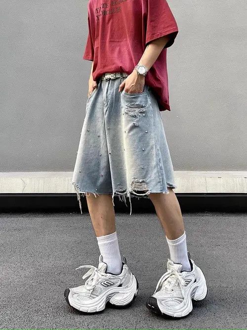 VIBE Distressed Blue Jorts, Ripped Shorts Size US 30 / EU 46 - 8 Thumbnail
