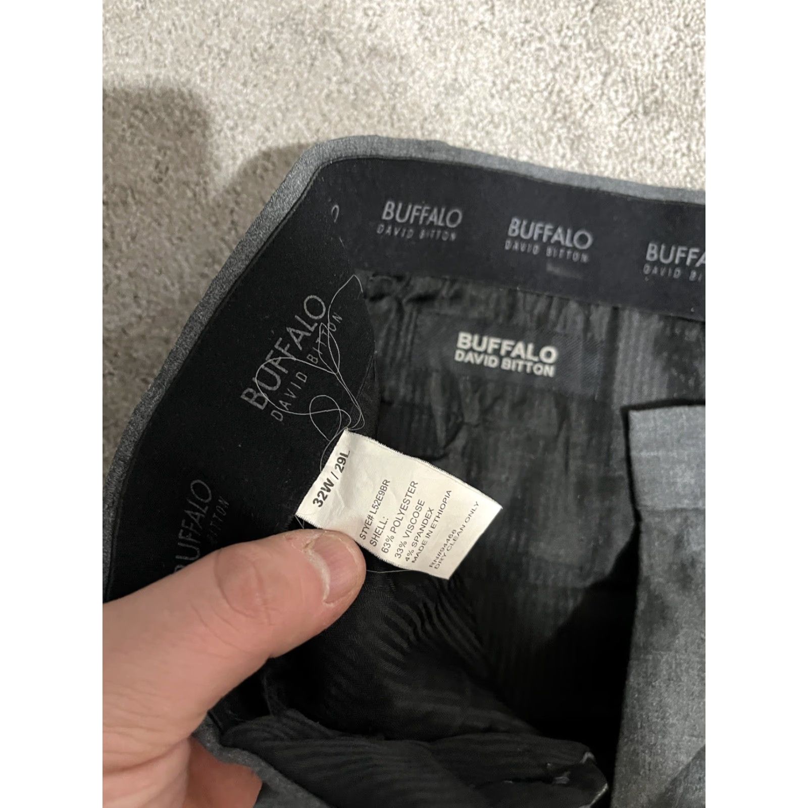 Buffalo David Bitton Buffalo David Bitton Jeans Flat Front Pants 32x29 Men's Gray Polyester Blend Dress Pants, Classic, Straight Leg, 32, Regular, Mens Size US 32 / EU 48 - 5 Thumbnail
