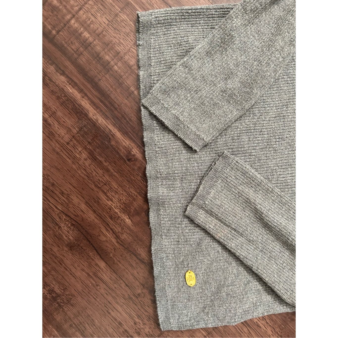 Lauren Ralph Lauren Lauren Ralph Lauren Gray Ribbed Scoop Neck Sweater, Size Med Size M / US 6-8 / IT 42-44 - 4 Thumbnail