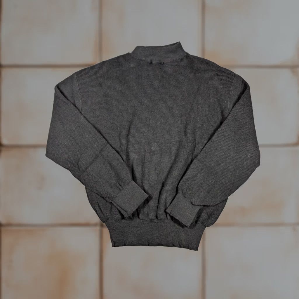 Vintage VINTAGE Mens Wool Sweater Military Fr Fire Resistant Sz XL Extra Large Knit Mock Neck Black Soldiers Army Pullover Regular Warm Casual Workwear Mens Size US XL / EU 56 / 4 - 1 Thumbnail