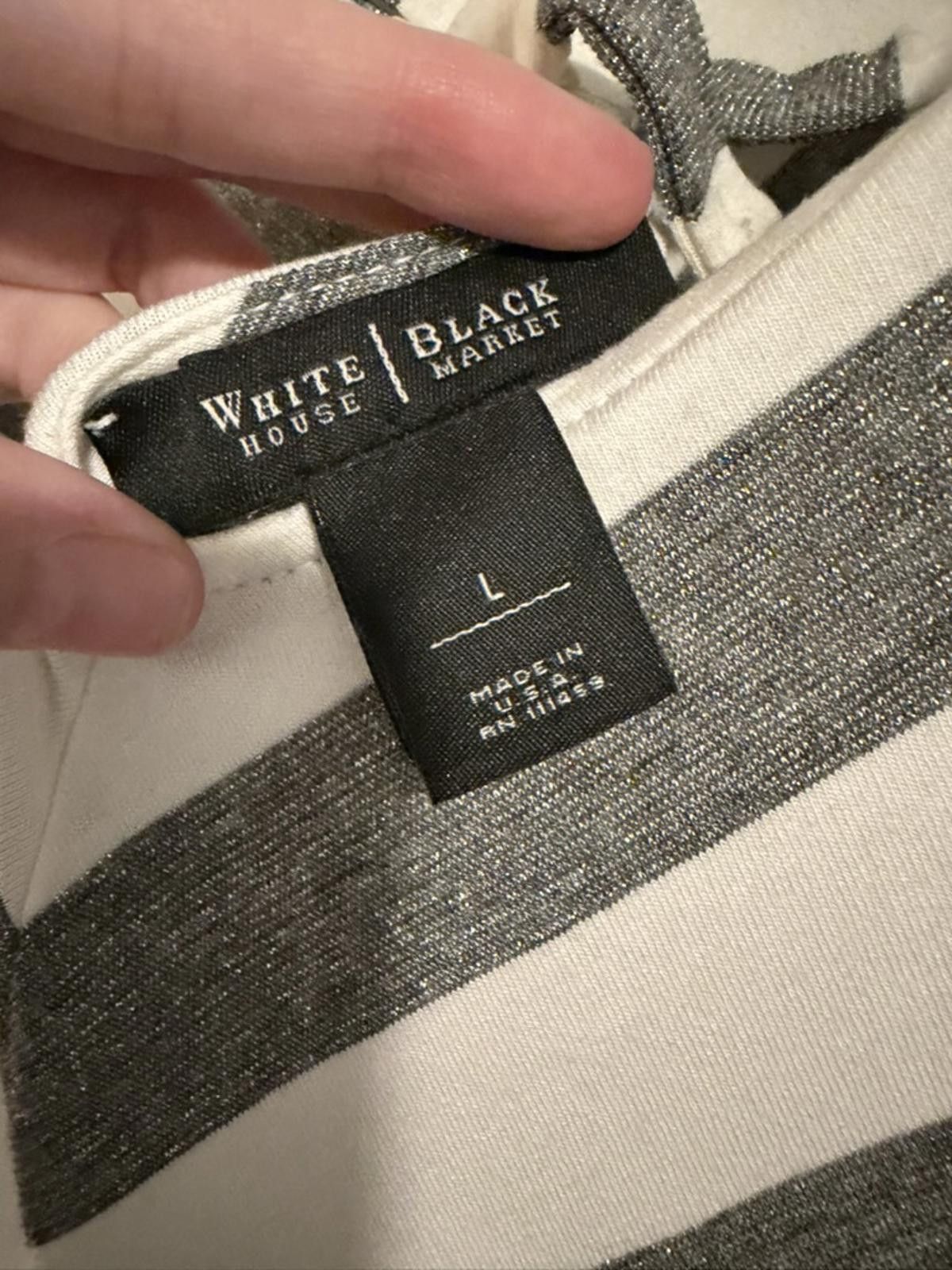 Other White House Black Market Striped V-Neck Top Size L Size L / US 10 / IT 46 - 2 Thumbnail