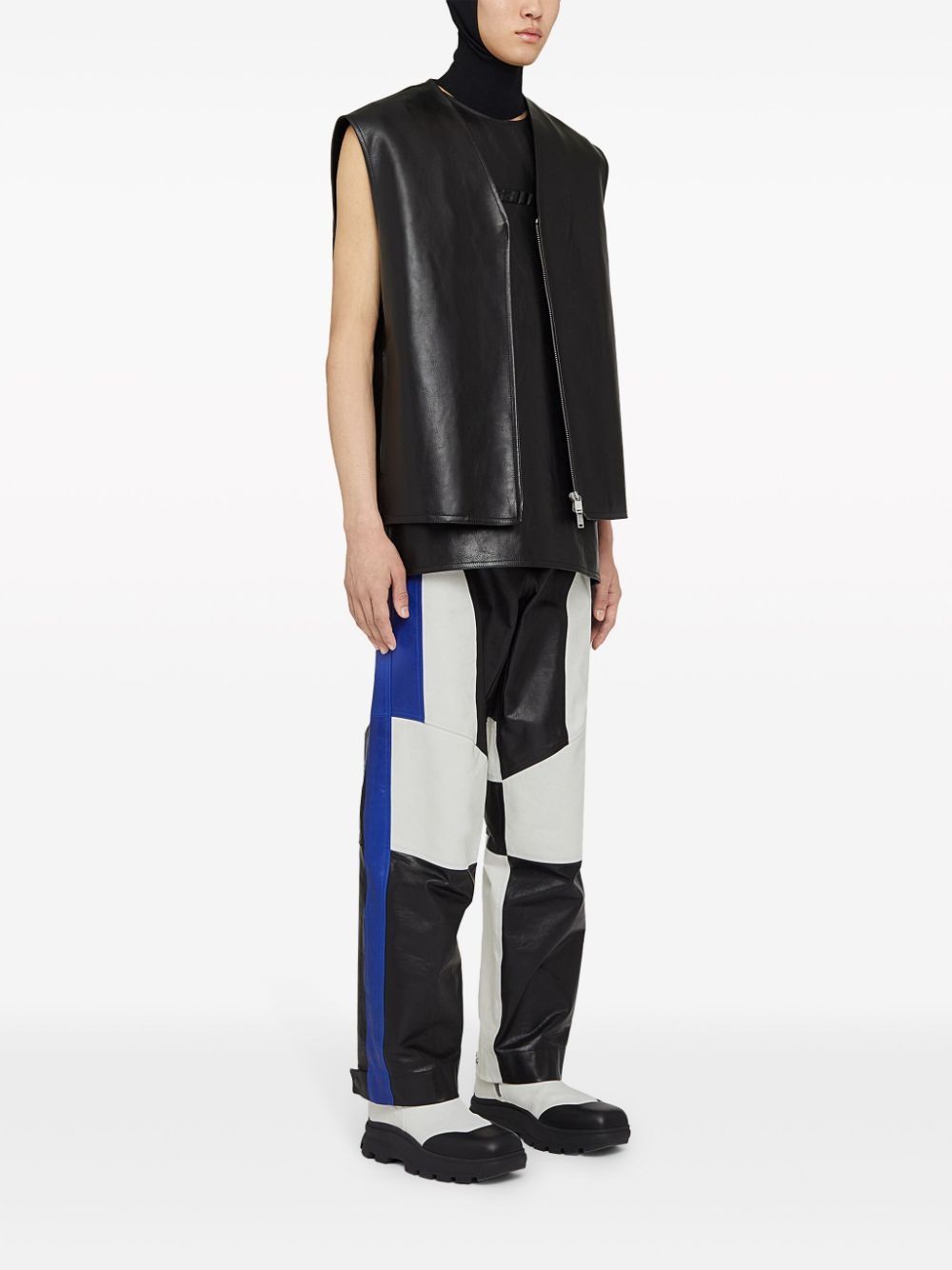 Jil Sander o1mt1gz0625 Zip-up Leather Gilet in Black Size US L / EU 52-54 / 3 - 3 Thumbnail