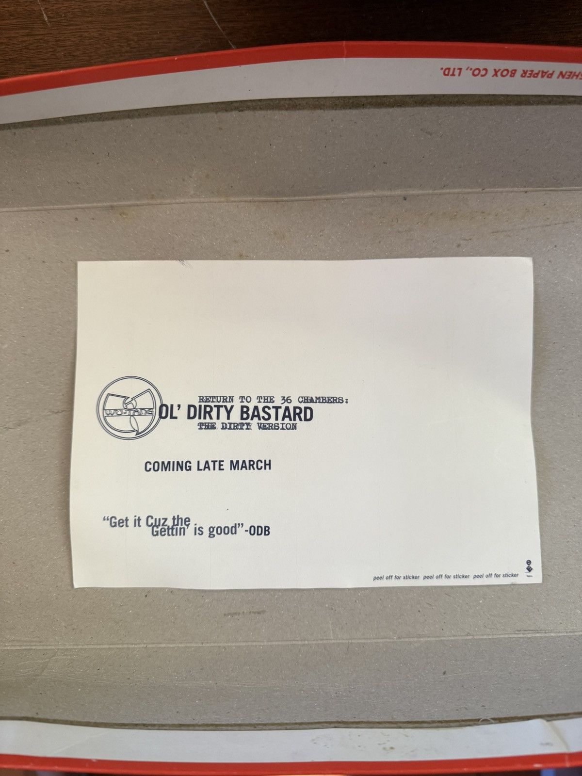 Wu-Tang Clan Old Dirty Bastard 36 Chambers Promotional Sticker Size ONE SIZE - 2 Thumbnail