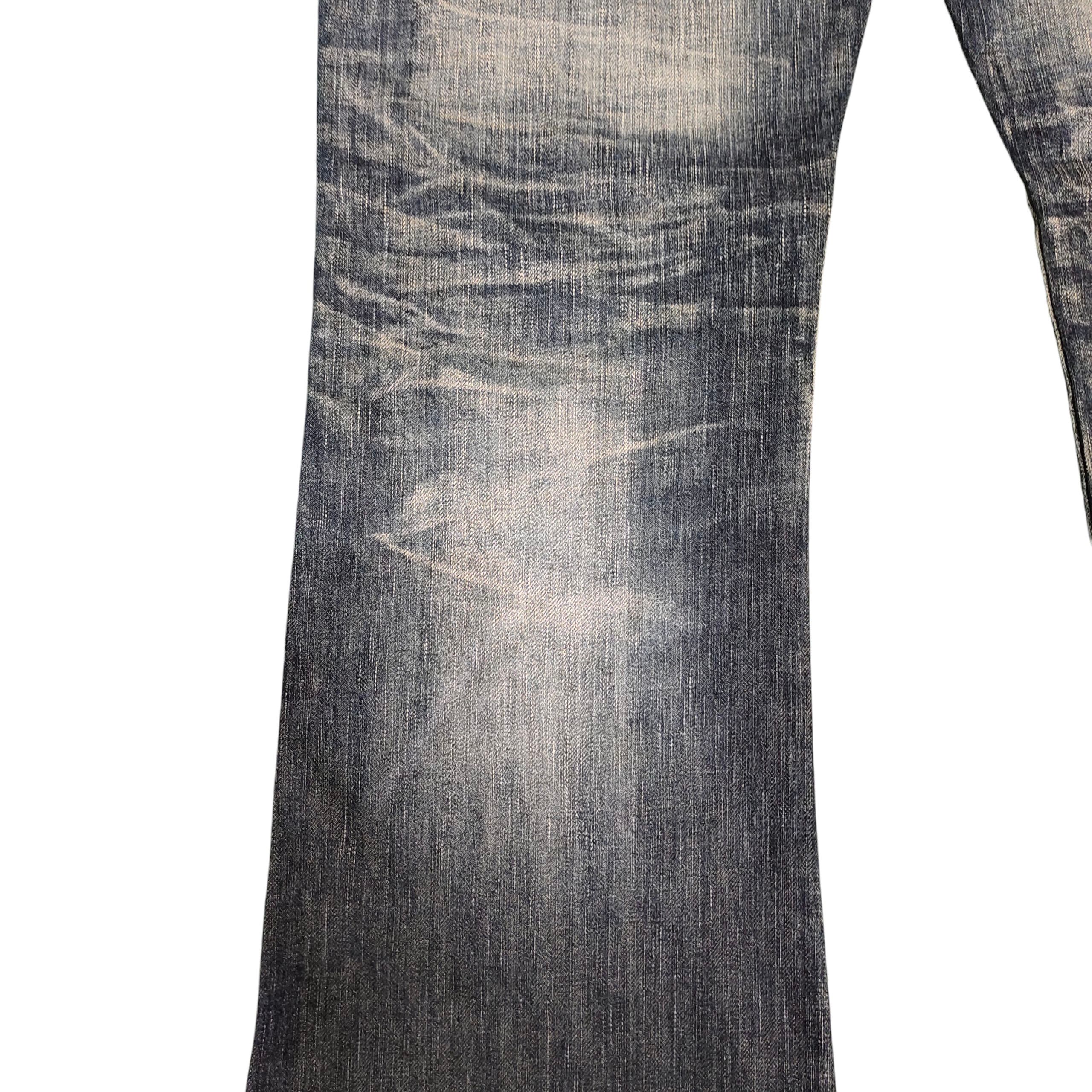 If Six Was Nine Flare Jeans 90s Edwin Cowboy Clawmark Distress Denim Bootcut Size US 33 - 5 Thumbnail