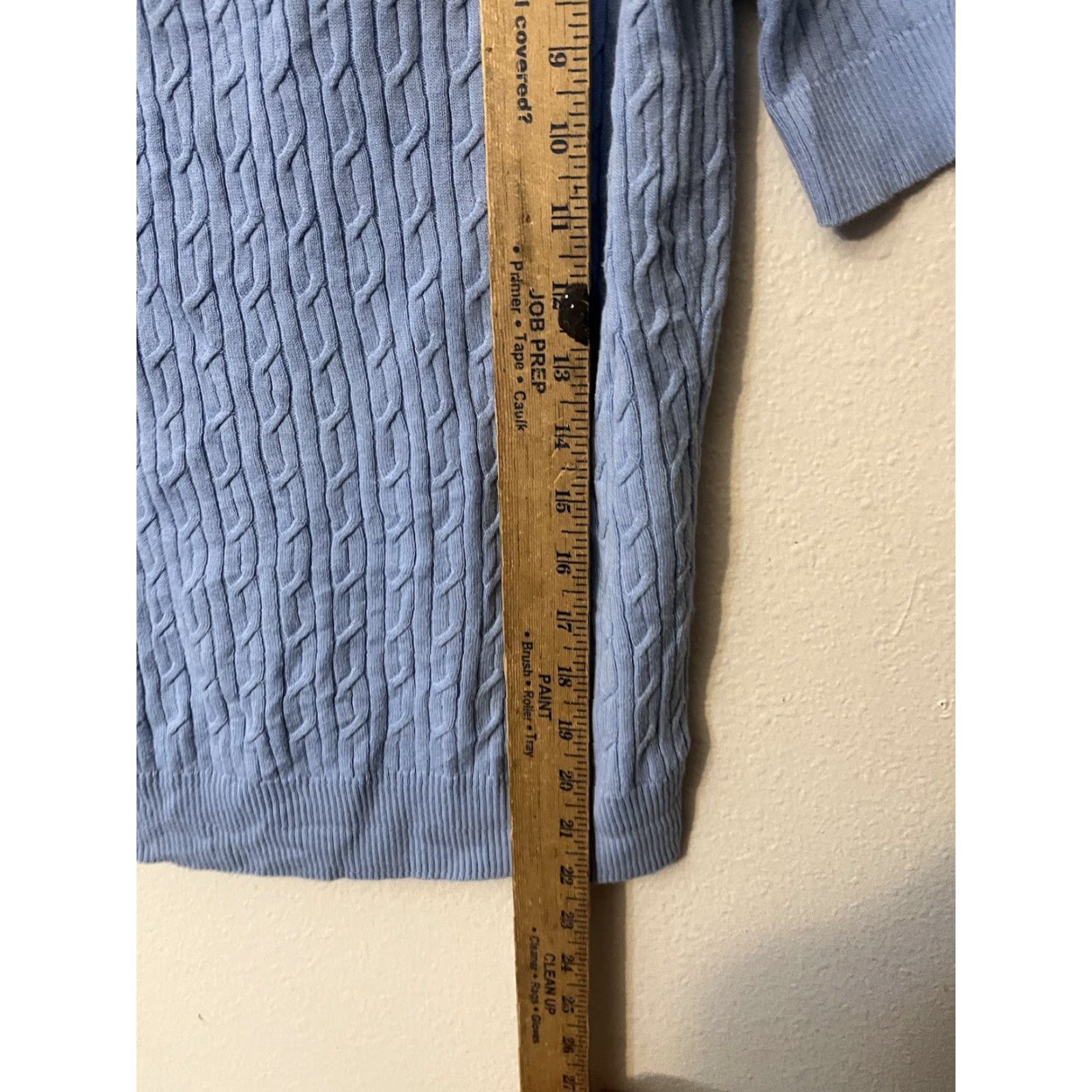 Talbots Talbots Cardigan V-Neck Short Sleeve Button Cable-Knit Pima Cotton Solid Blue Petite S Womens Size S / US 4 / IT 40 - 4 Thumbnail