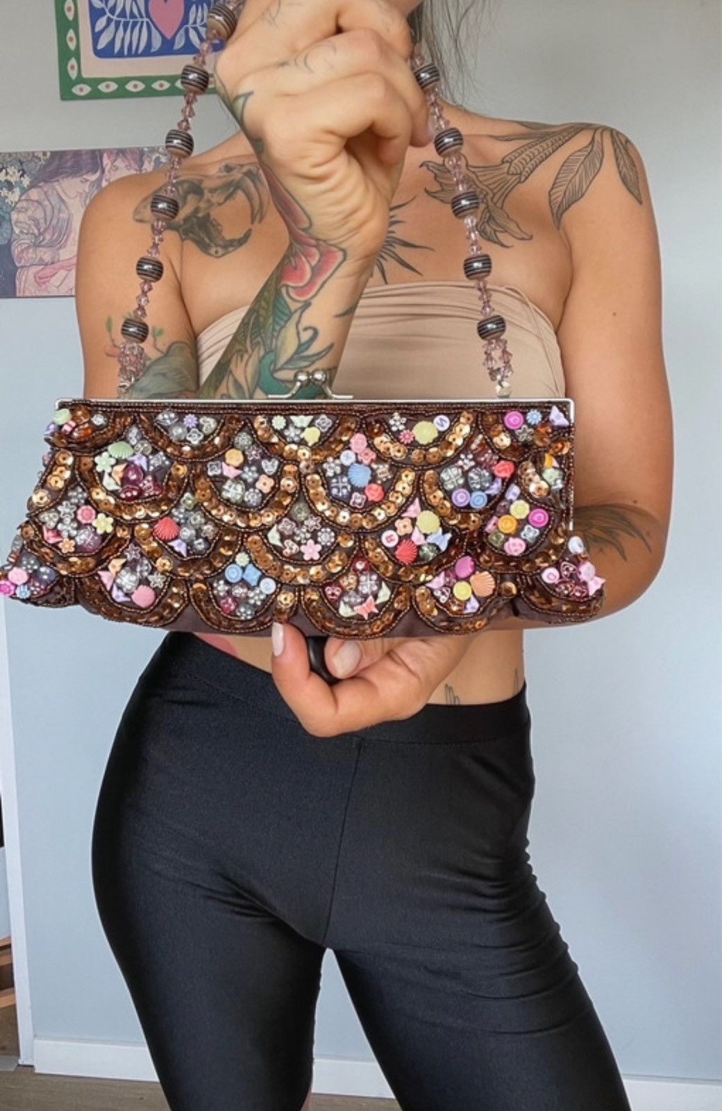 Vintage Small Mini Bag Vintage Decorated Bling Size ONE SIZE - 3 Thumbnail