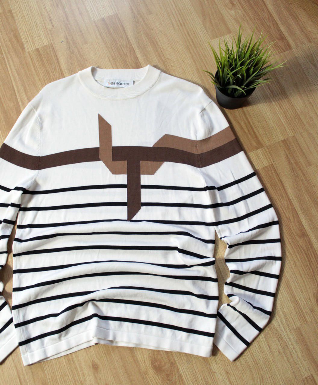 Neil Barrett 🔥 Neil Barrett Striped Knit Crew Neck Slim Fit Pullover Size US M / EU 48-50 / 2 - 2 Thumbnail