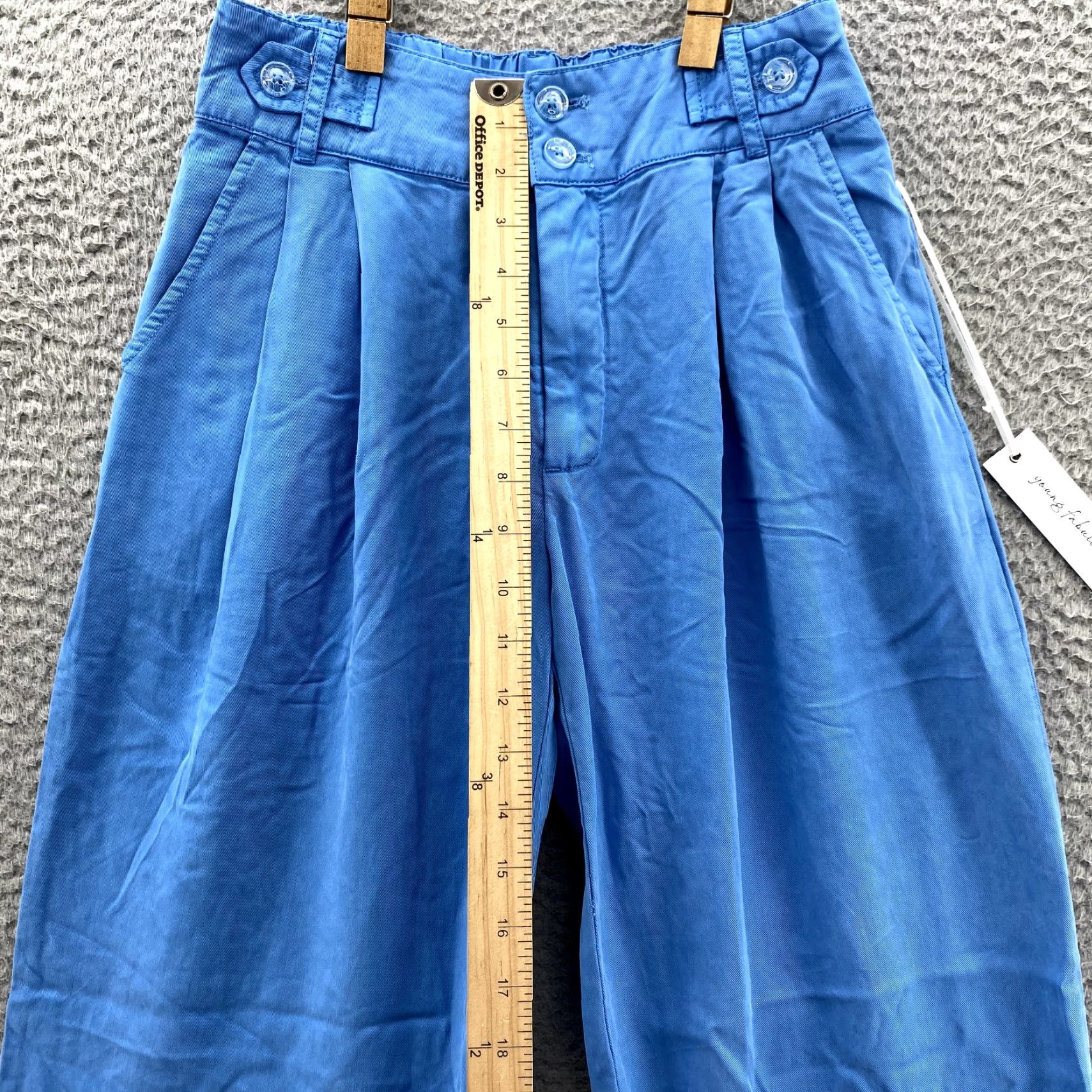 Young Fabulous & Broke VINTAGE Young Fabulous & Broke Linen Blend Pants Women XS Blue Wide-Leg 90s Lagenlook Boho Chic 90s Womens XS Blue Size 26" / US 2 / IT 38 - 7 Thumbnail