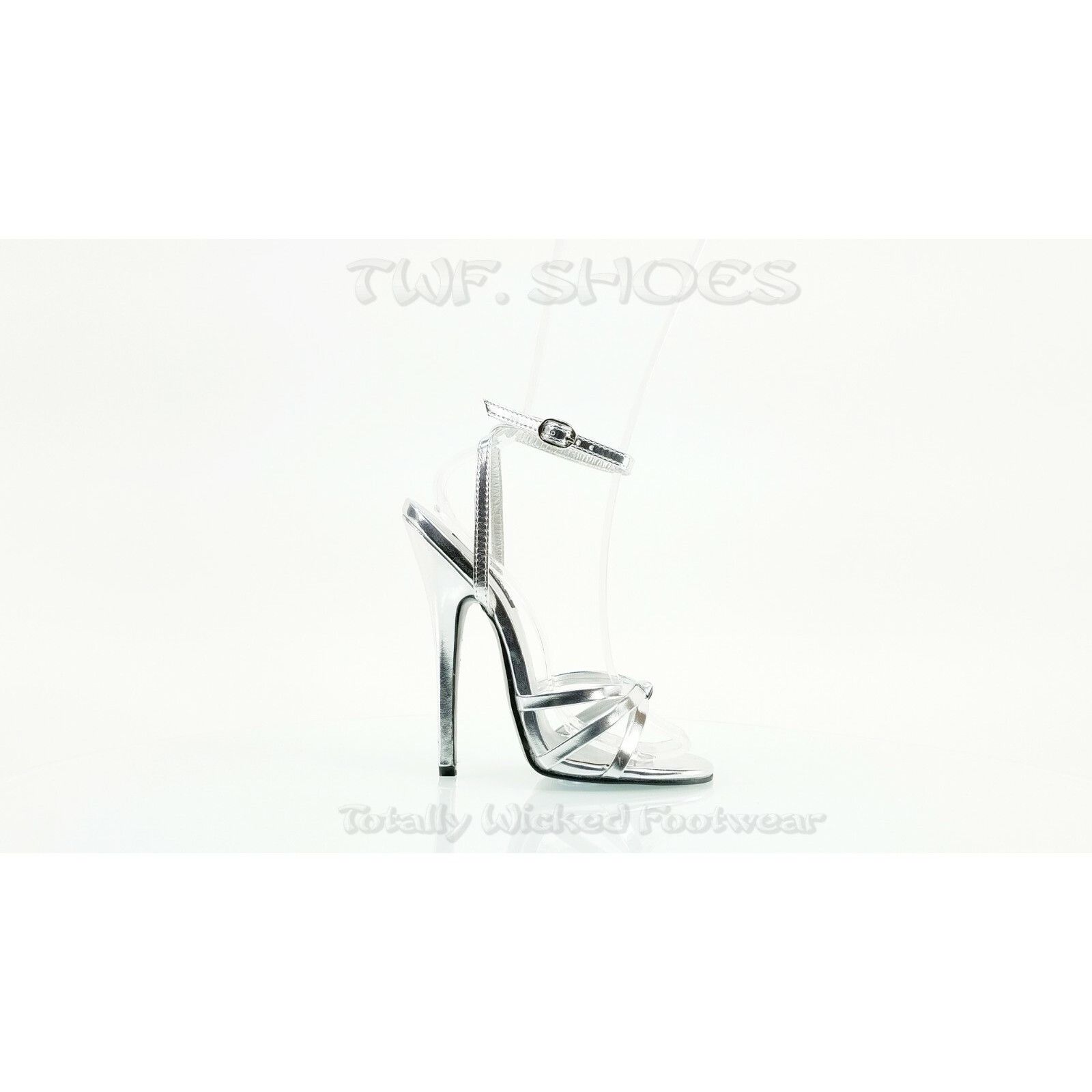 Other Domina 108 Silver High 6" Spike Heels Ankle Strap Stiletto S Size US 10 / IT 40 - 7 Thumbnail