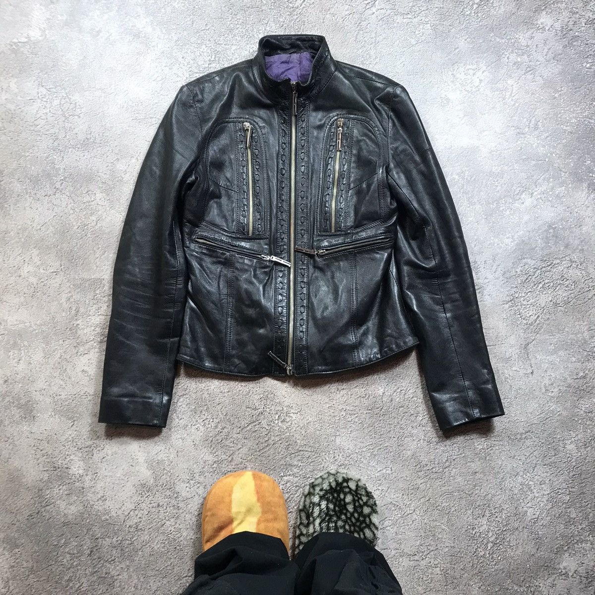 Vintage Vintage 90s Y2K Black Moto Jacket Streetwear Punk Relaxed L Size L / US 10 / IT 46 - 1 Thumbnail